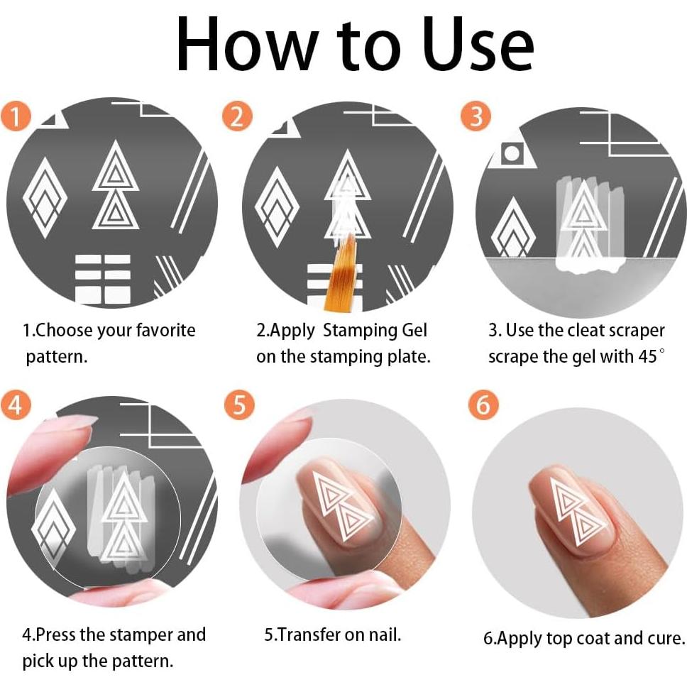 Placas de Estampado de Uñas PH PandaHall 5pcs Geométricas