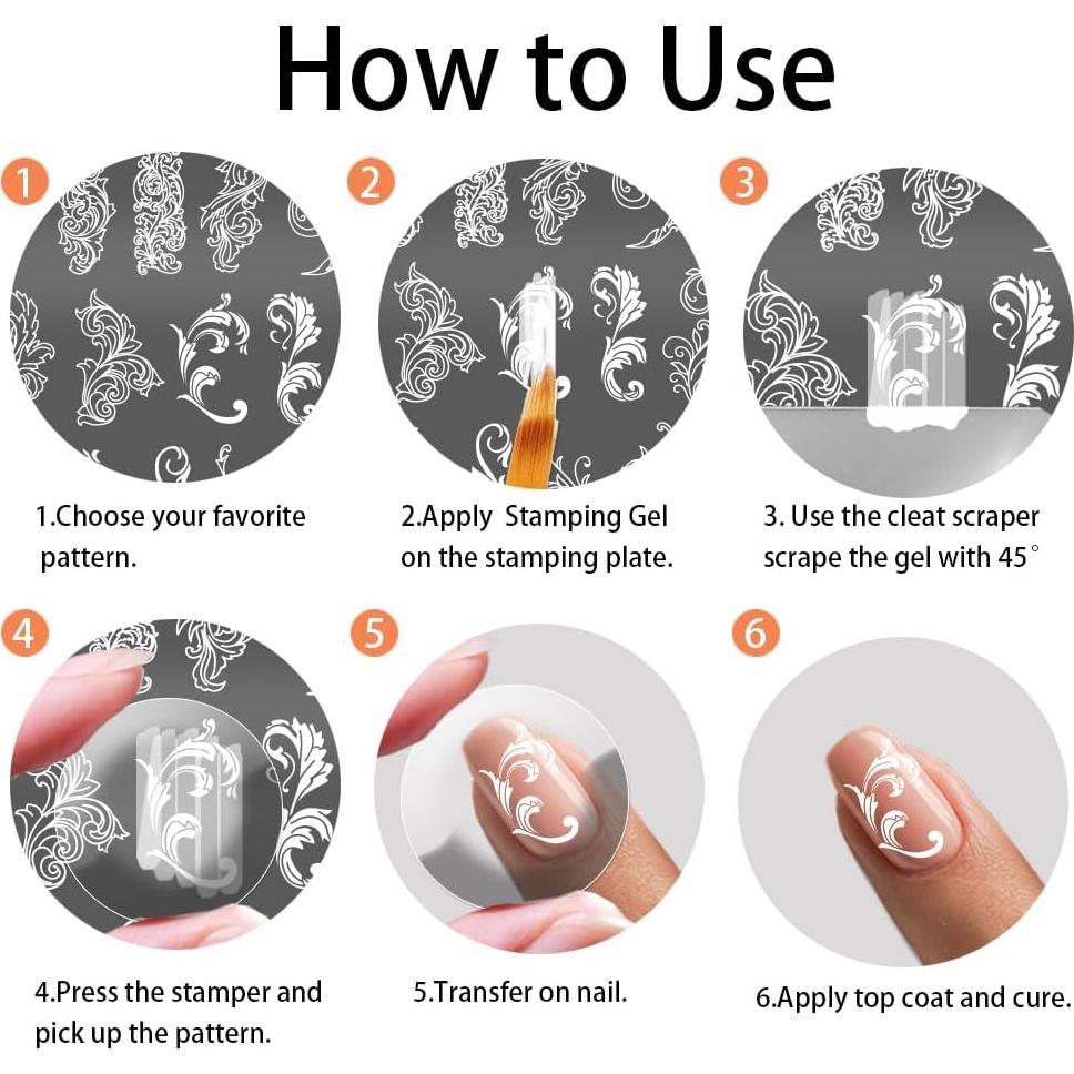 Plantillas de Estampado de Uñas PH PandaHall 3 Piezas 12x6 cm