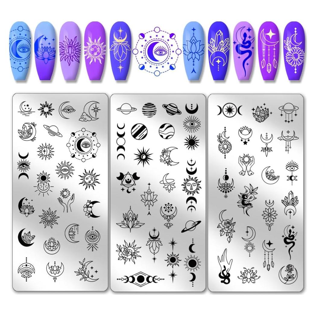 Placas de Estampado de Uñas PH PandaHall 3pcs Astrolabio