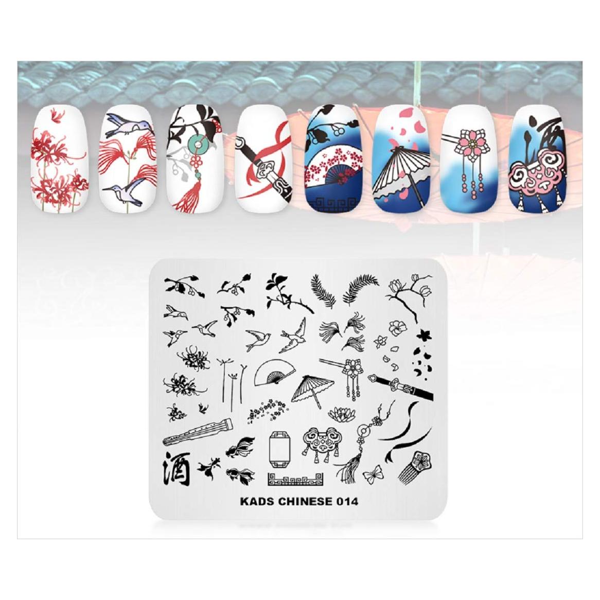 Nail Stamping Plate Chinese Style Cute Stamp Plate for Nail Art Stamping Image Template Manicure Stencil DIY Tools (CN014)