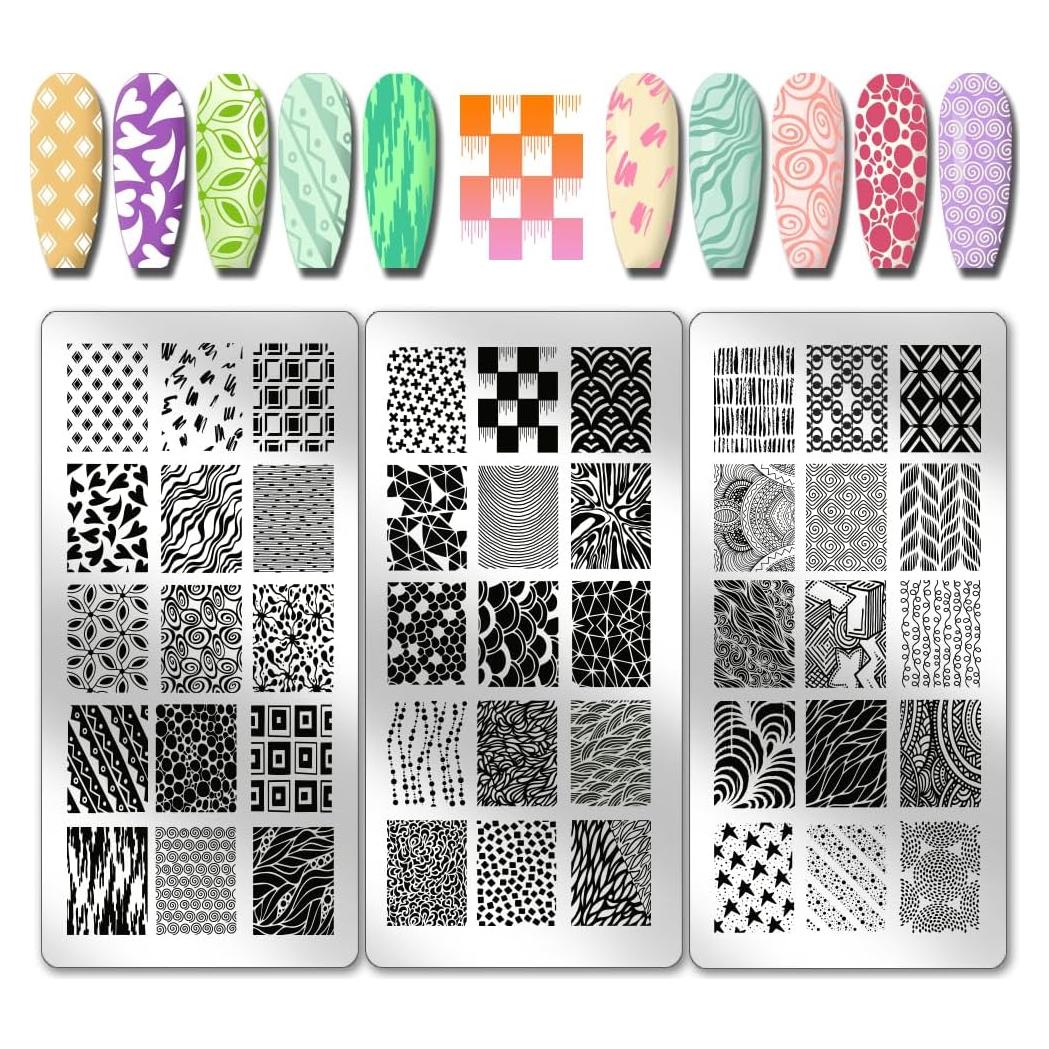 Placas de Estampado de Uñas PH PandaHall 3pcs 12x6 cm