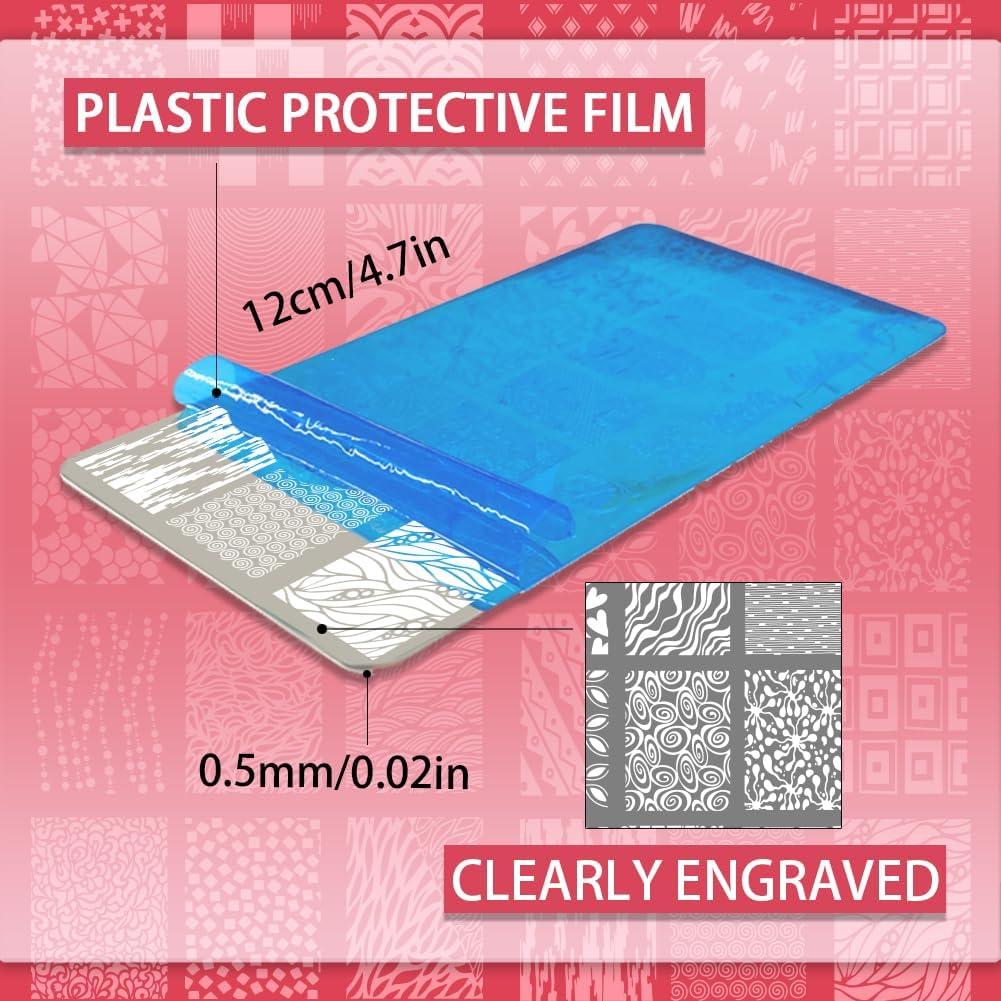 Placas de Estampado de Uñas PH PandaHall 3pcs 12x6 cm