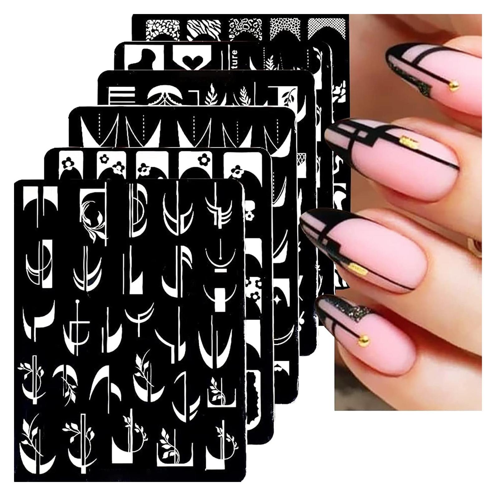 Juego de Plantillas de Estampado de Uñas KKUOO - 6 Piezas