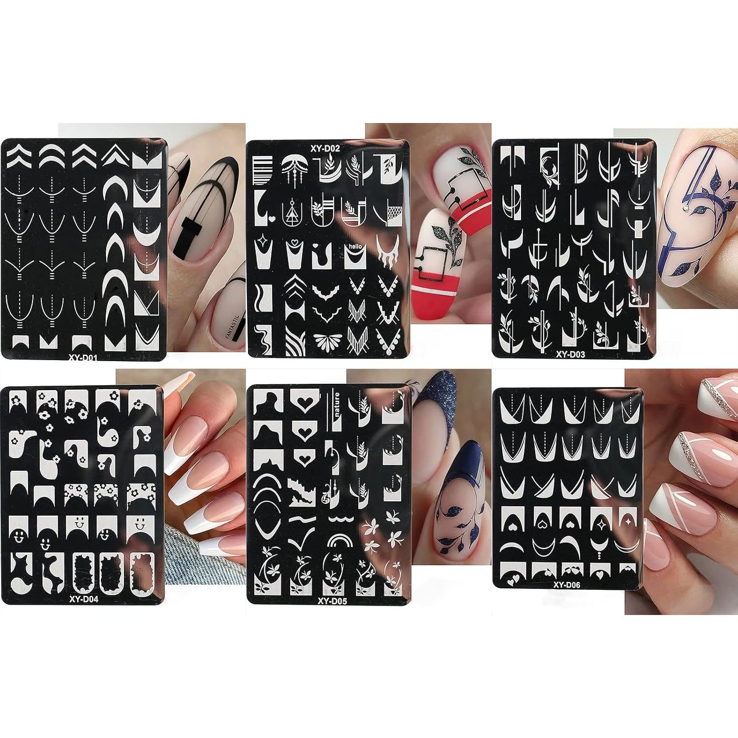 Juego de Plantillas de Estampado de Uñas KKUOO - 6 Piezas