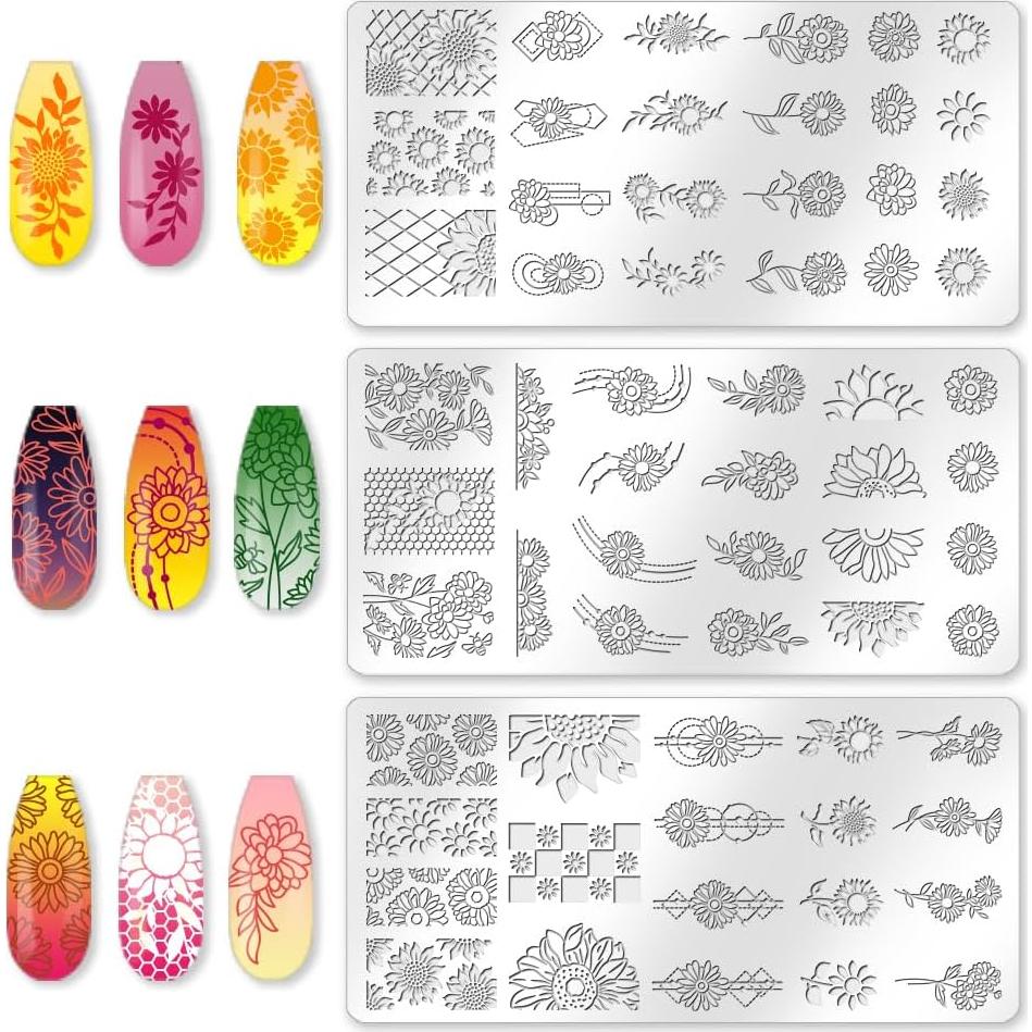 Juego de Placas de Estampado de Uñas Beinkmake 3 Piezas
