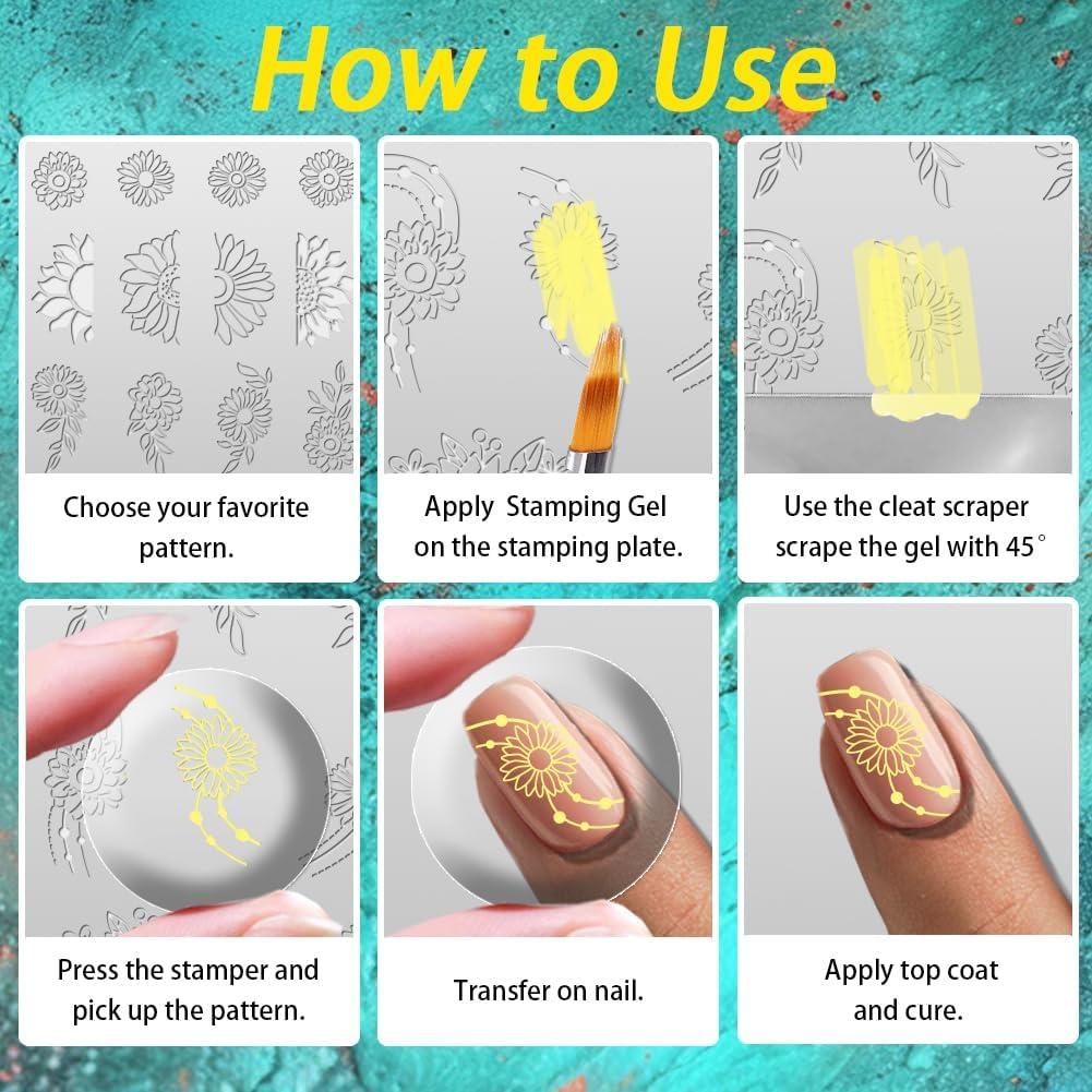 Juego de Placas de Estampado de Uñas Beinkmake 3 Piezas