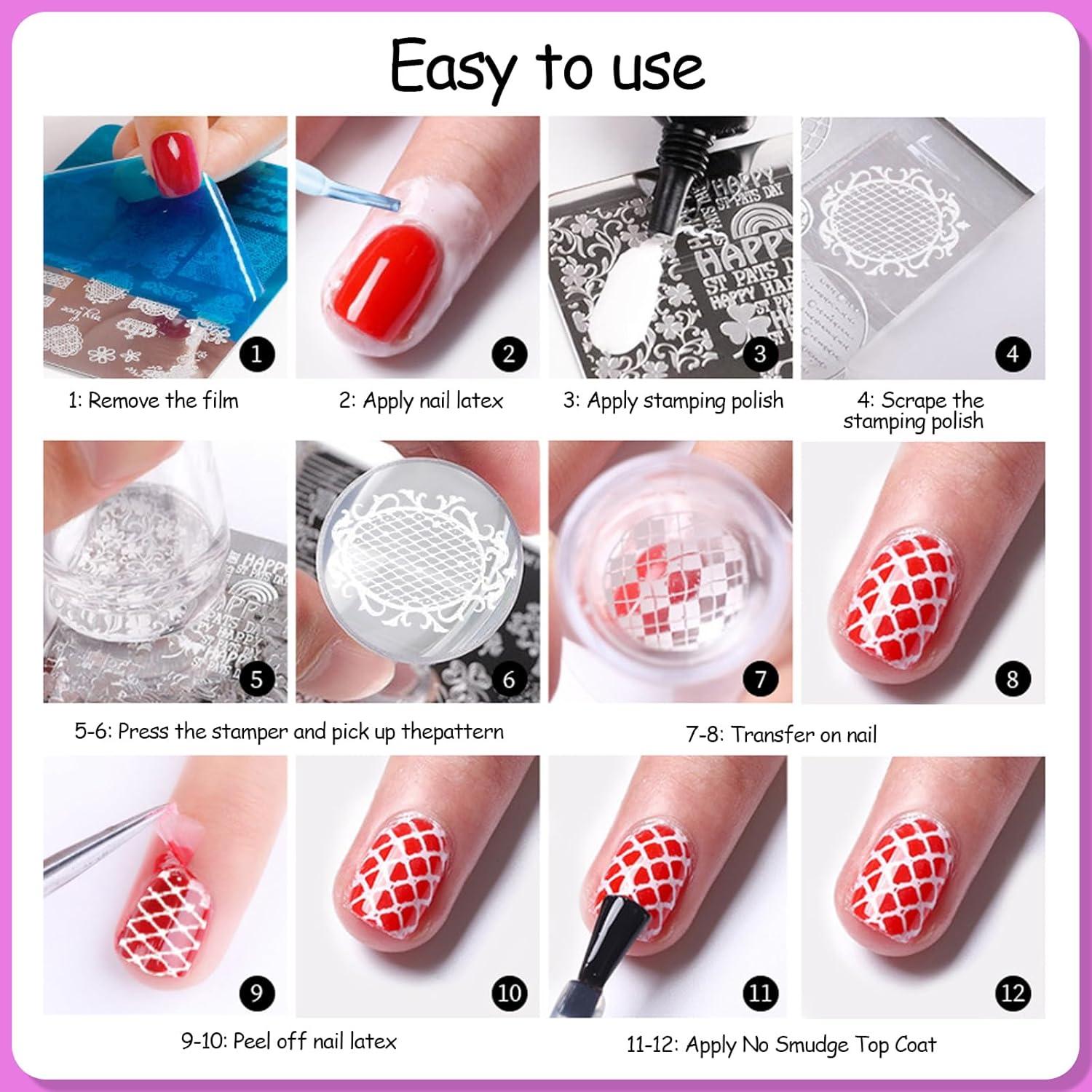 Conjunto de 6 Placas de Estampado de Uñas Aodes - Acero Inoxidable