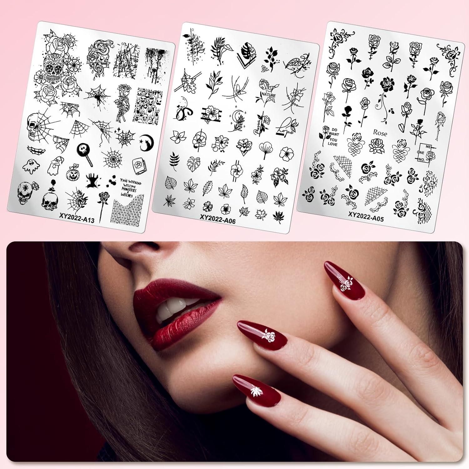 Conjunto de 6 Placas de Estampado de Uñas Aodes - Acero Inoxidable
