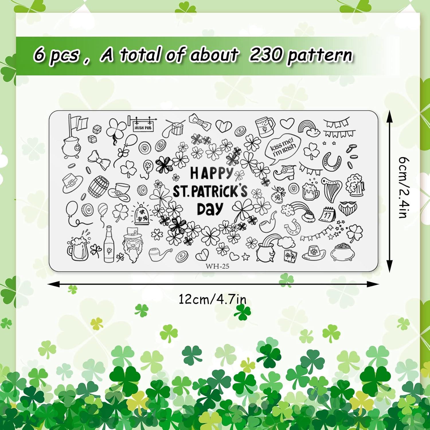 Kit de Placas de Estampado de Uñas Whaline 6 Piezas San Patricio