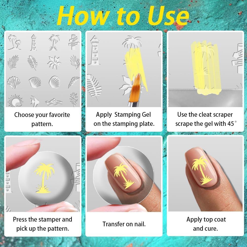 Juego de Estampado de Uñas Beinkmake 3 Piezas Floral