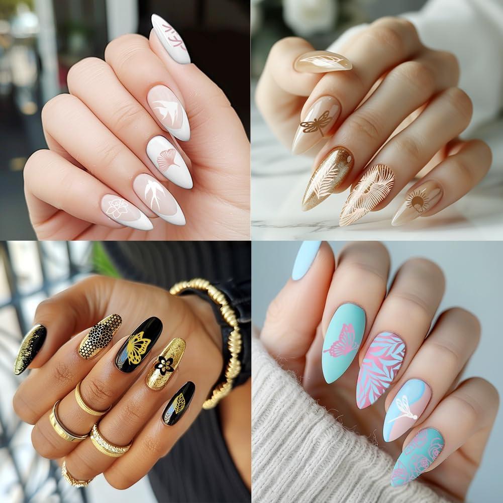 Juego de Estampado de Uñas Beinkmake 3 Piezas Floral