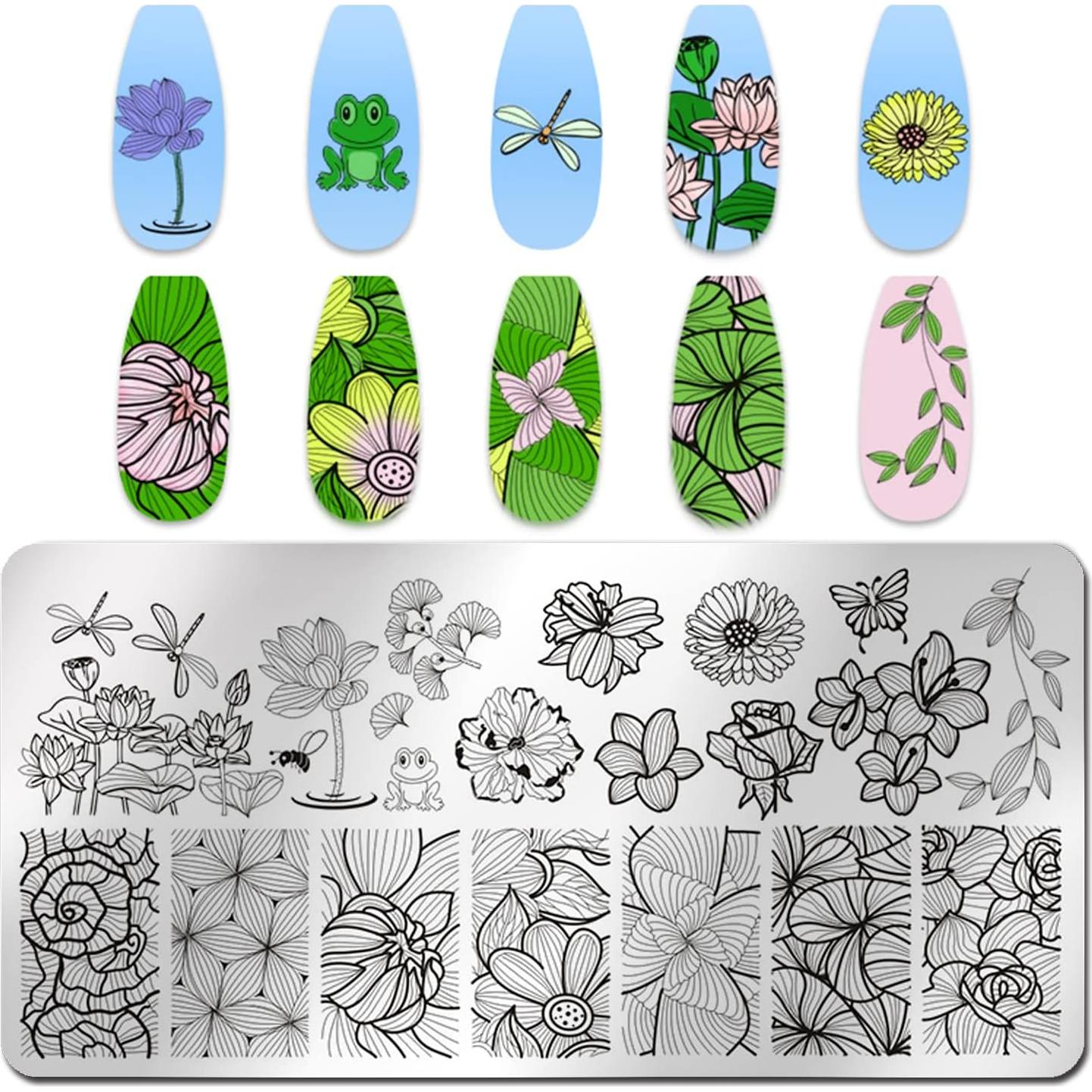 Kit de Estampado de Uñas Wokoto 6 Placas Flores 12x6cm