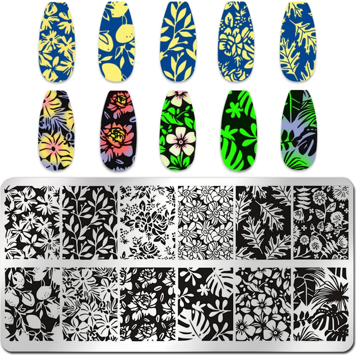 Kit de Estampado de Uñas Wokoto 6 Placas Flores 12x6cm