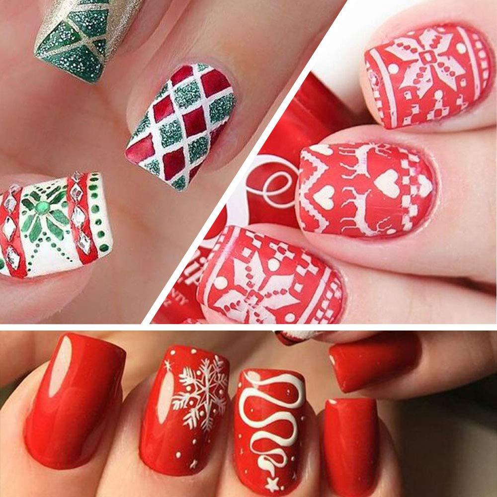 Kit de Estampado de Uñas de Navidad Qdsuh 5 Piezas Copos de Nieve