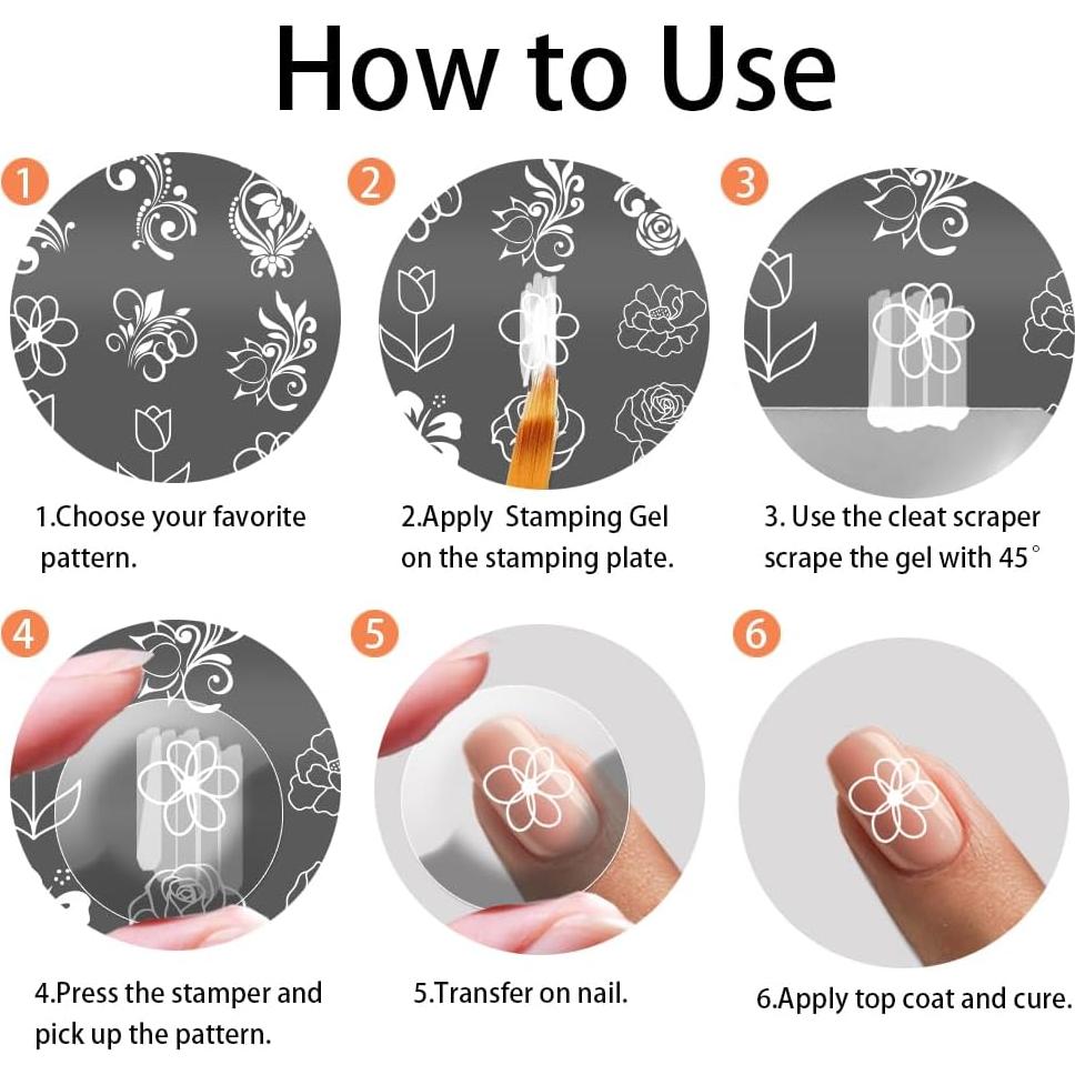 Plantillas de Estampado de Uñas PH PandaHall 5 Piezas