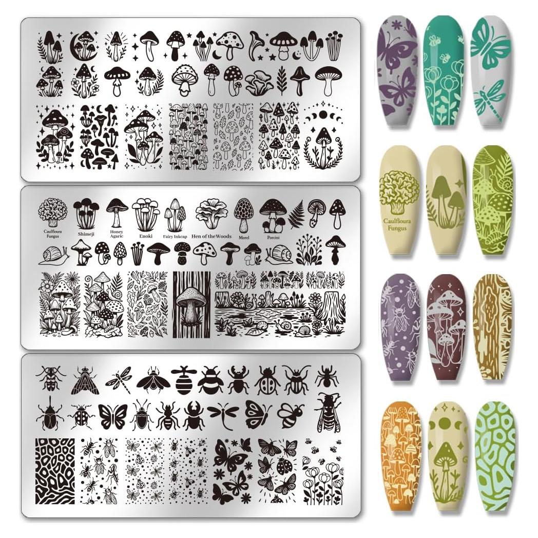 Plantillas de Estampado de Uñas PH PandaHall 3 Piezas Insectos