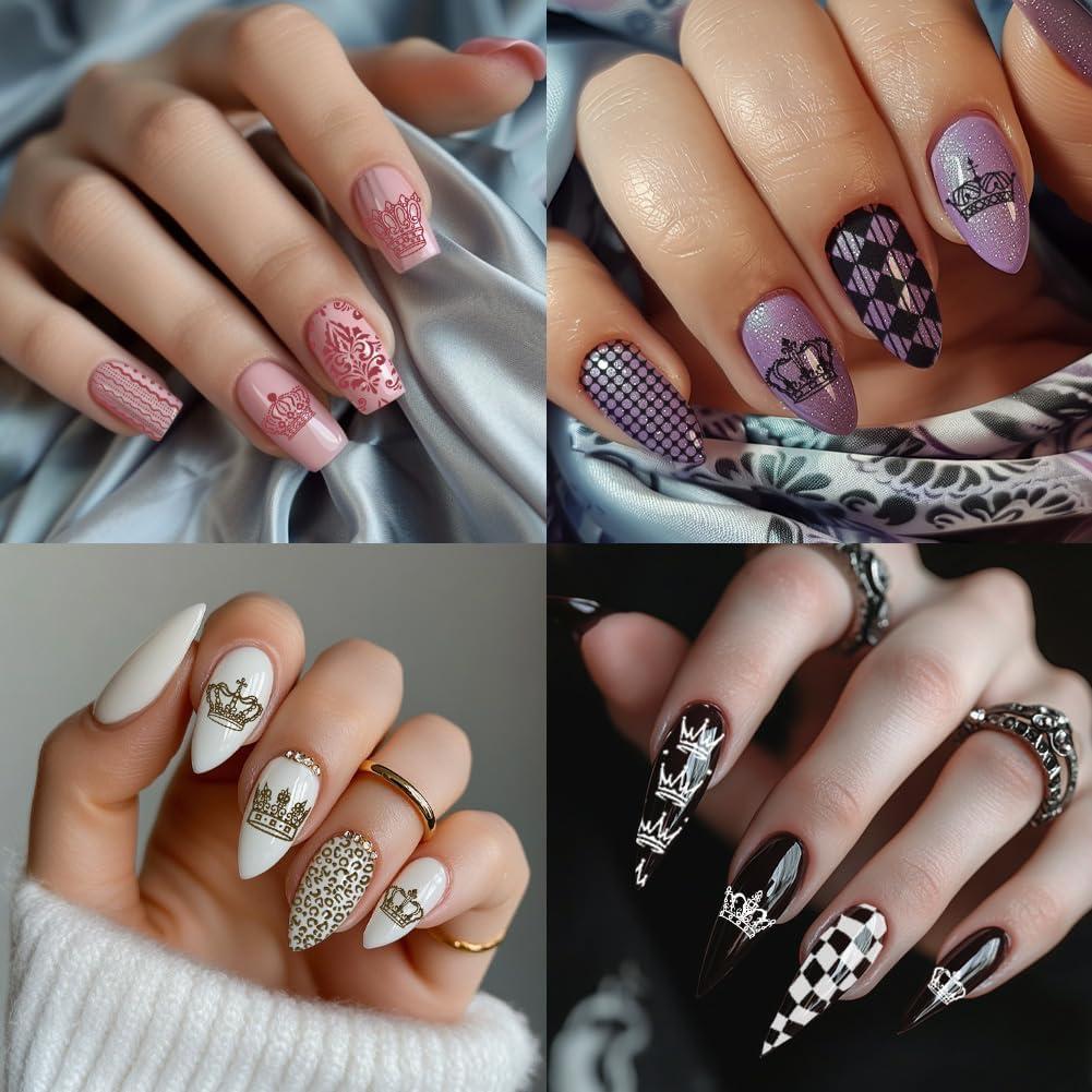 Plantillas de Arte de Uñas PH PandaHall 5 Piezas Corona