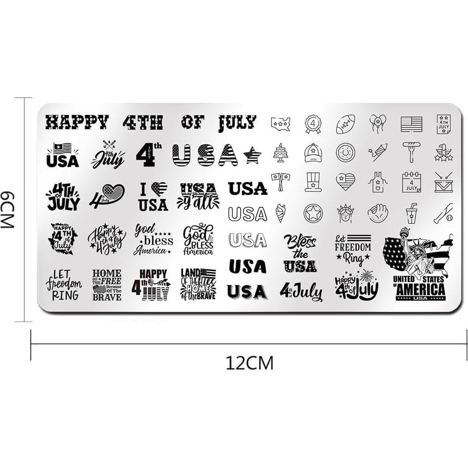 Kit de Estampado de Uñas Patriótico 3pcs XingRong