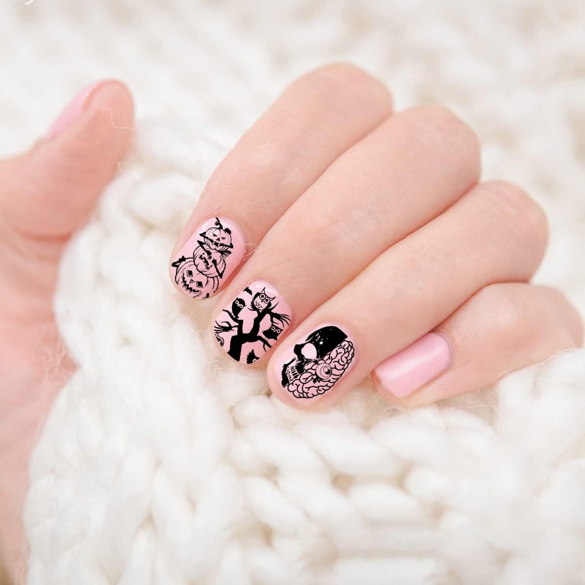 Kit 6 Placas Estampado Uñas Halloween OCOUYVD 12x6 cm