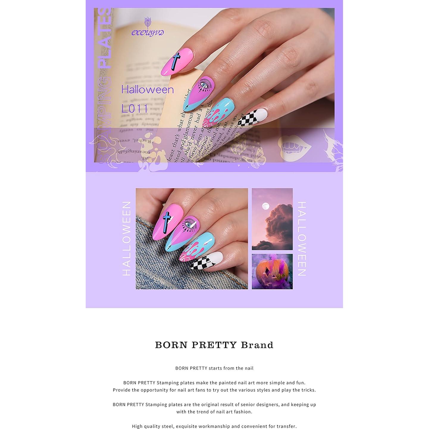 Kit 6 Placas Estampado Uñas Halloween OCOUYVD 12x6 cm