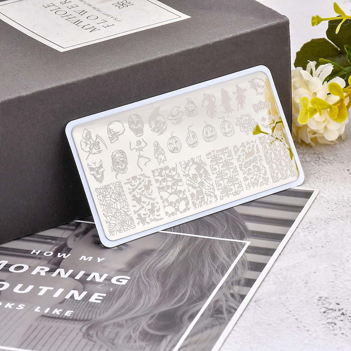 Kit 6 Placas Estampado Uñas Halloween OCOUYVD 12x6 cm