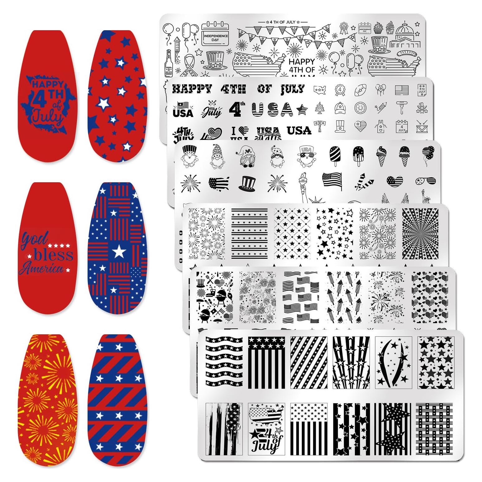 Placas de Estampado de Uñas WOKOTO 6 Pcs Acero Inoxidable