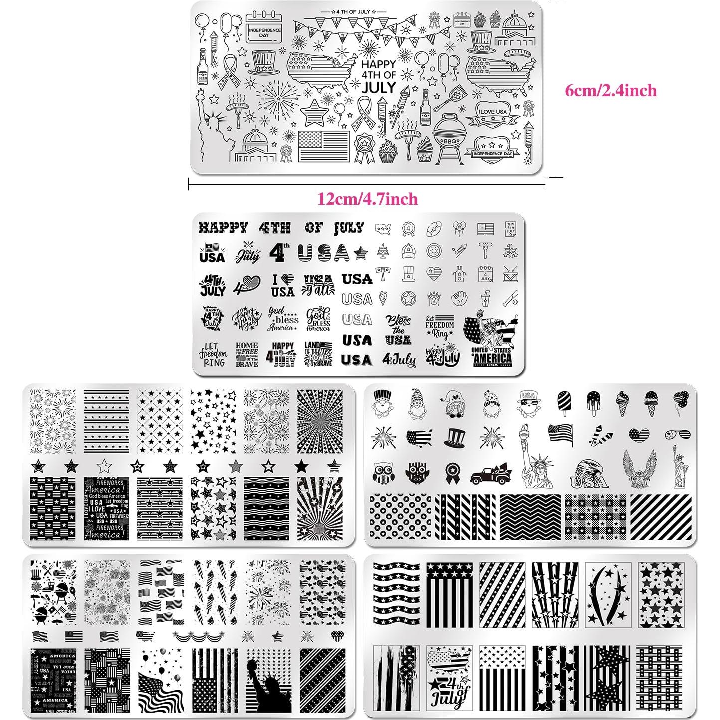 Placas de Estampado de Uñas WOKOTO 6 Pcs Acero Inoxidable