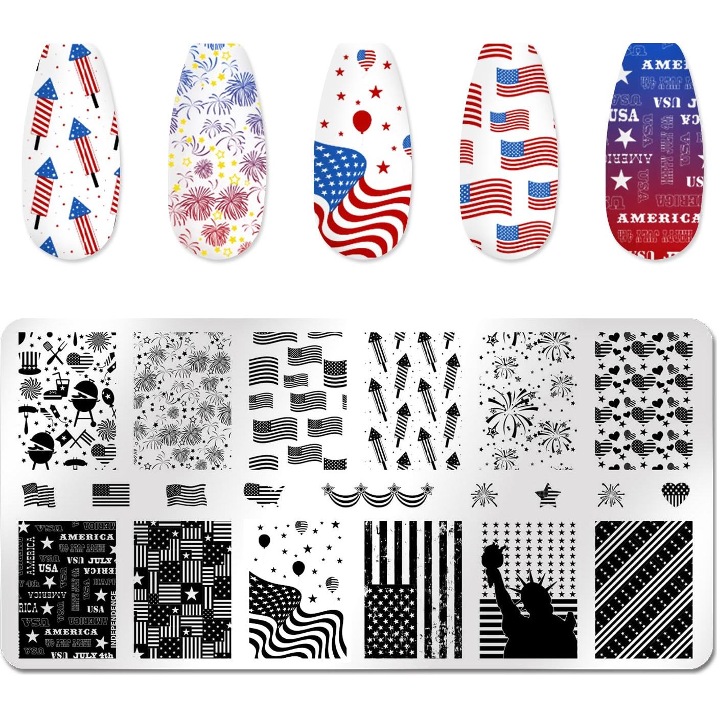 Placas de Estampado de Uñas WOKOTO 6 Pcs Acero Inoxidable