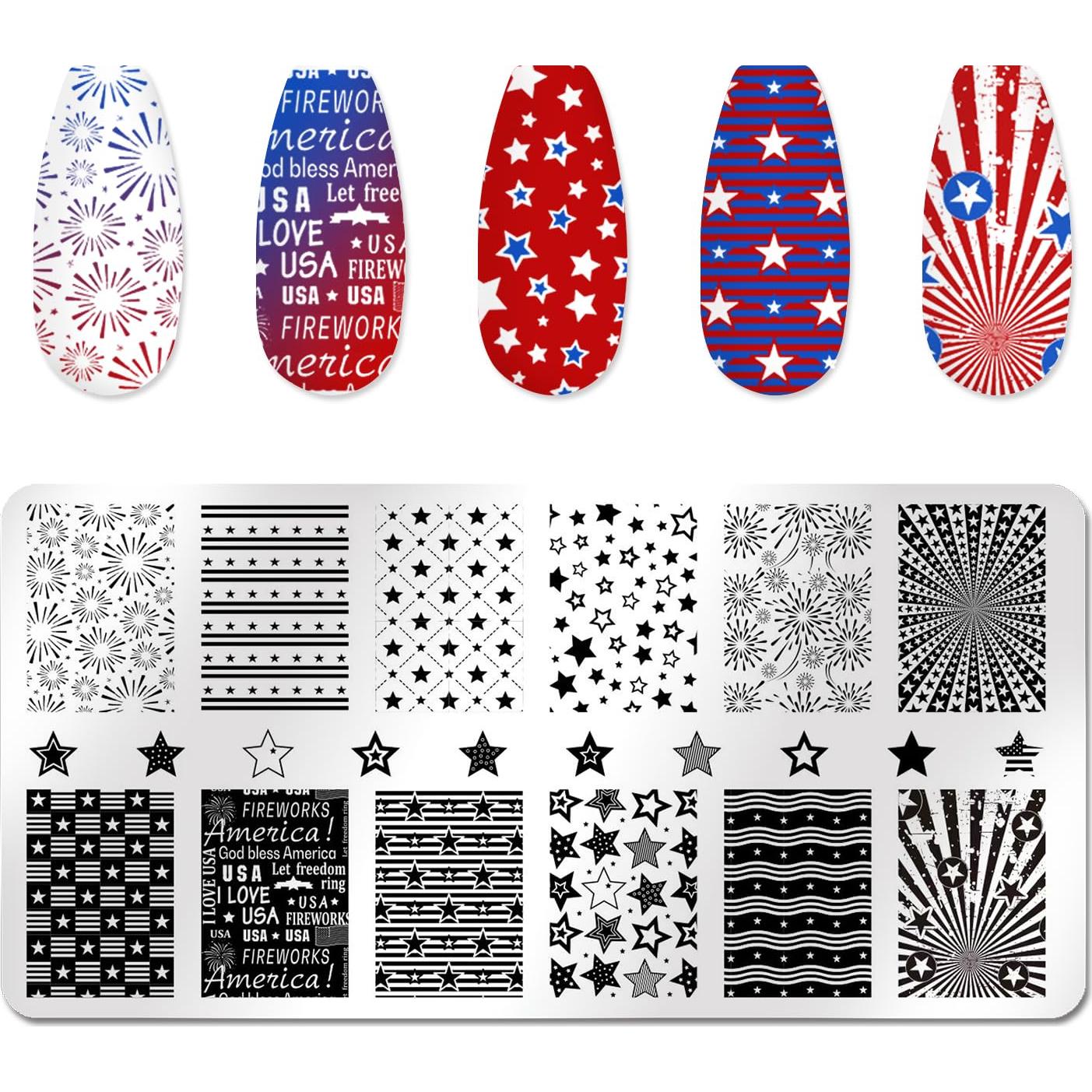 Placas de Estampado de Uñas WOKOTO 6 Pcs Acero Inoxidable