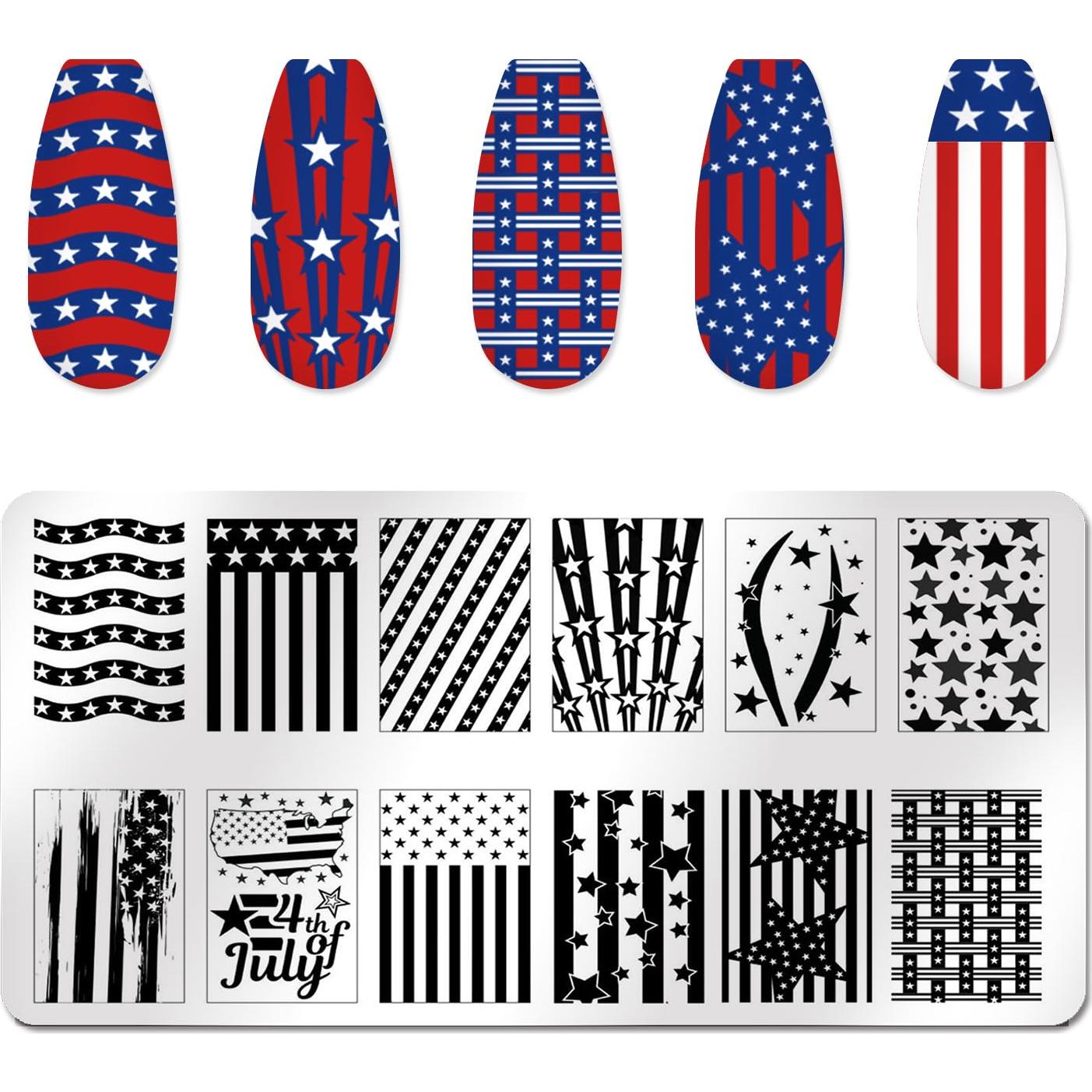 Placas de Estampado de Uñas WOKOTO 6 Pcs Acero Inoxidable