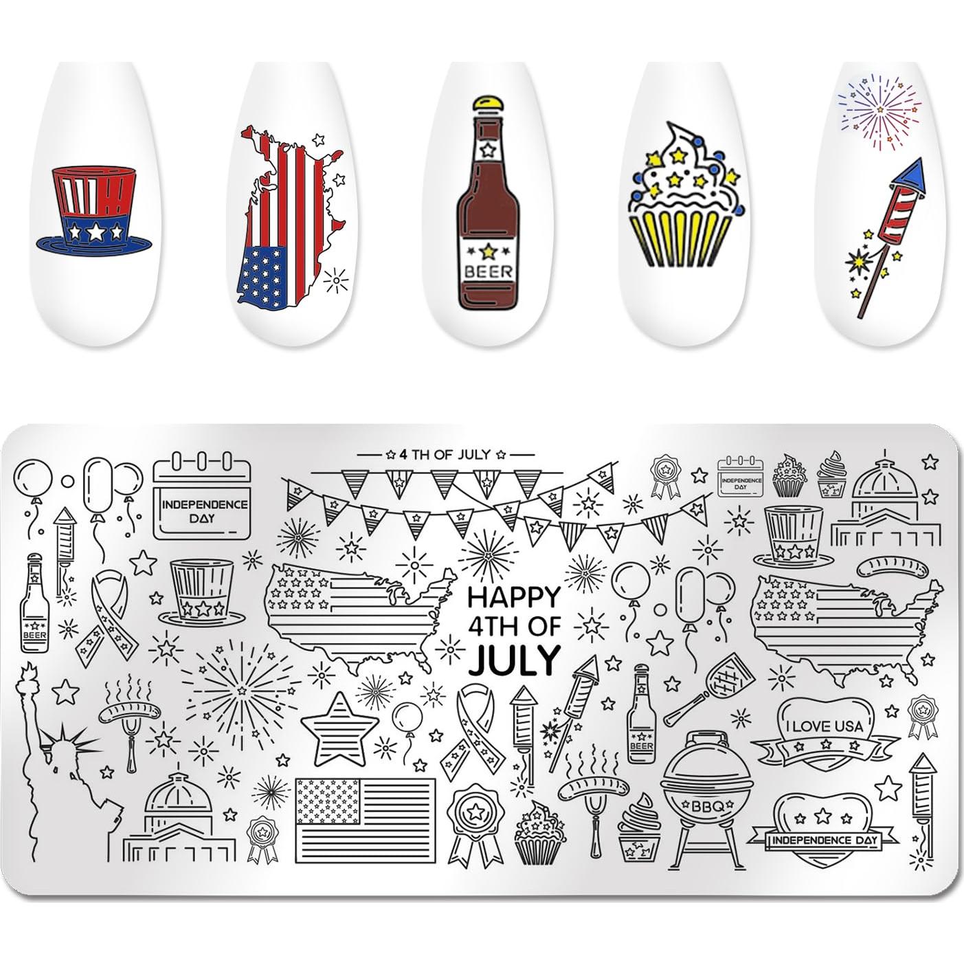 Placas de Estampado de Uñas WOKOTO 6 Pcs Acero Inoxidable