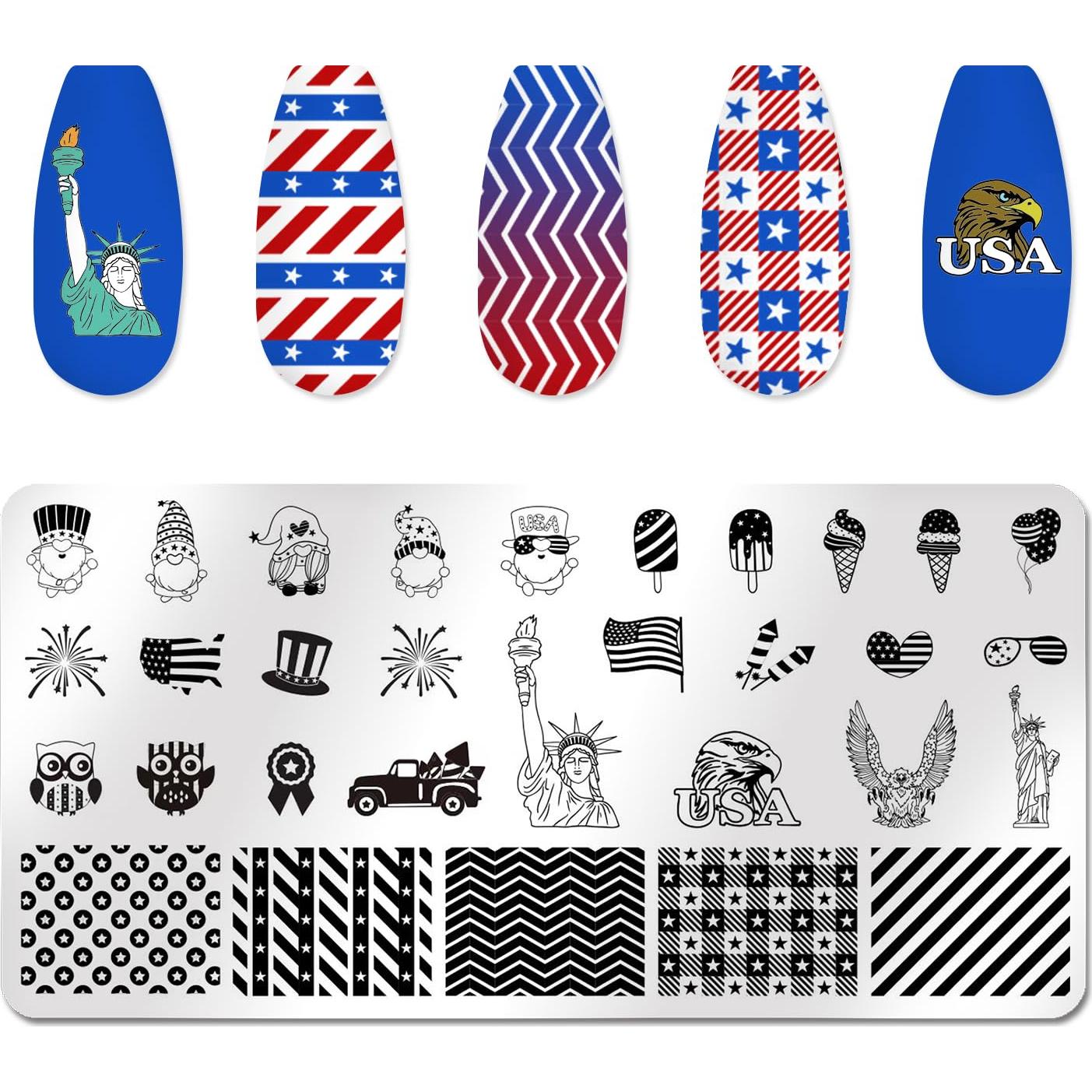 Placas de Estampado de Uñas WOKOTO 6 Pcs Acero Inoxidable