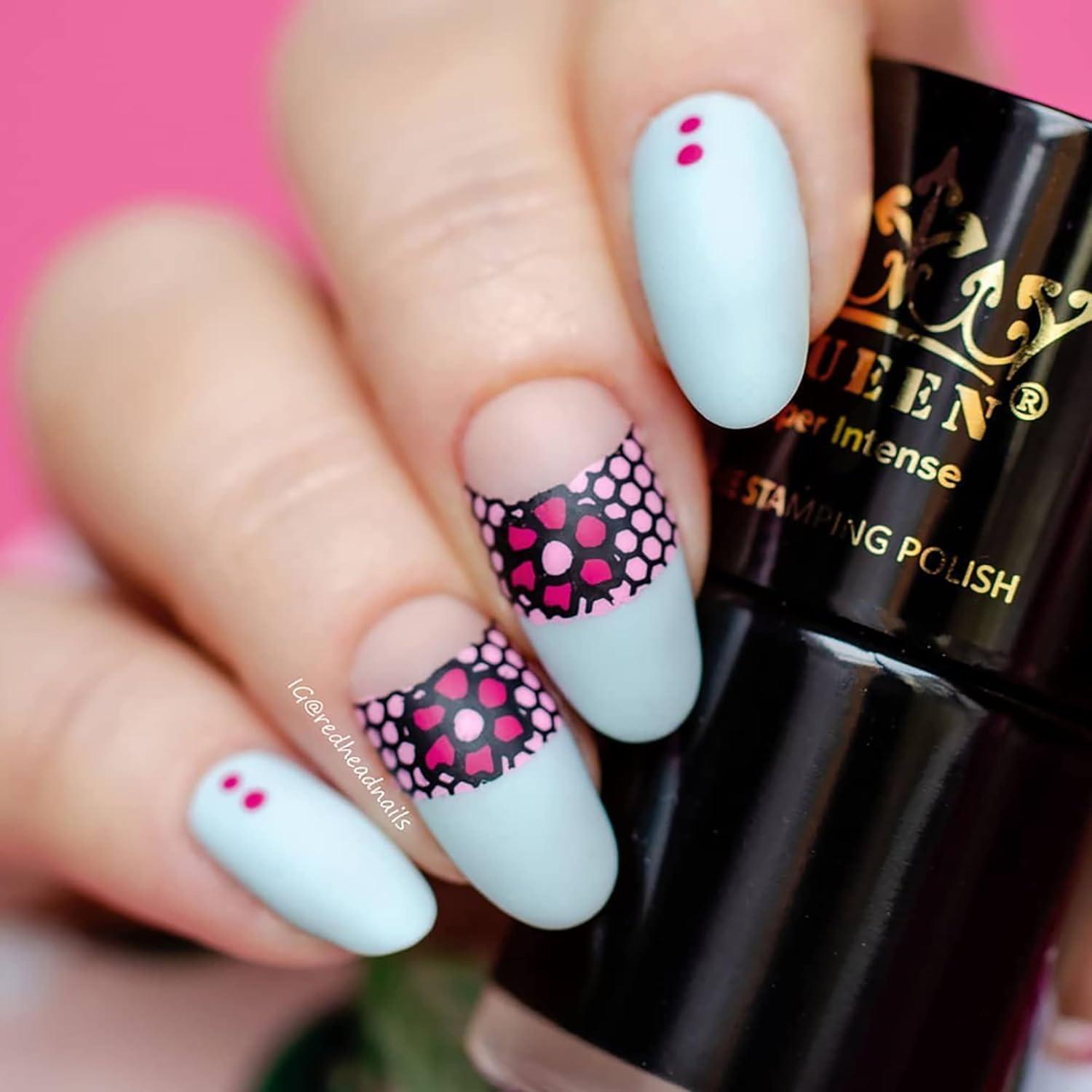 Placa de Estampado de Uñas PUEEN Francés 01 12.5x6.5cm