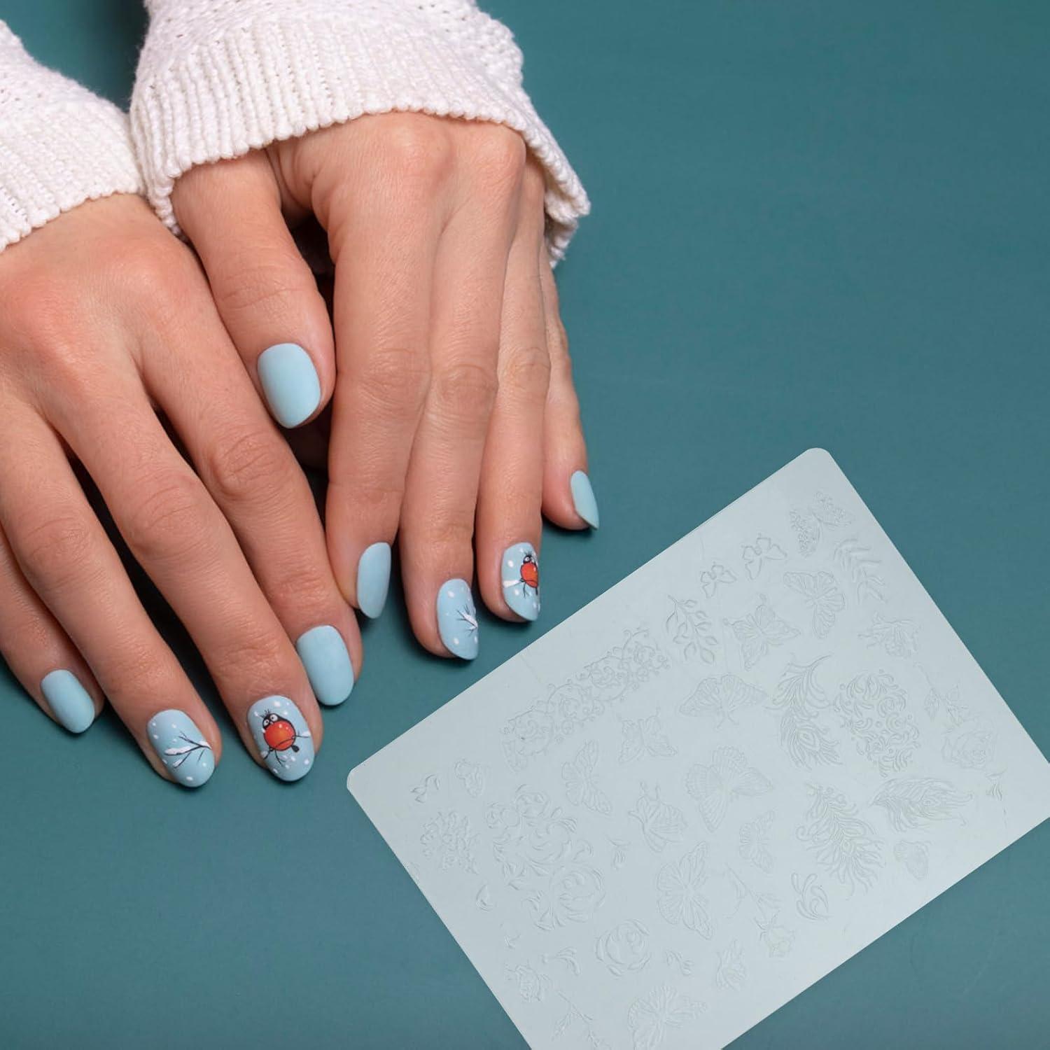 Placa de Estampado de Uñas FRCOLOR 2 Piezas Silicona Mariposas