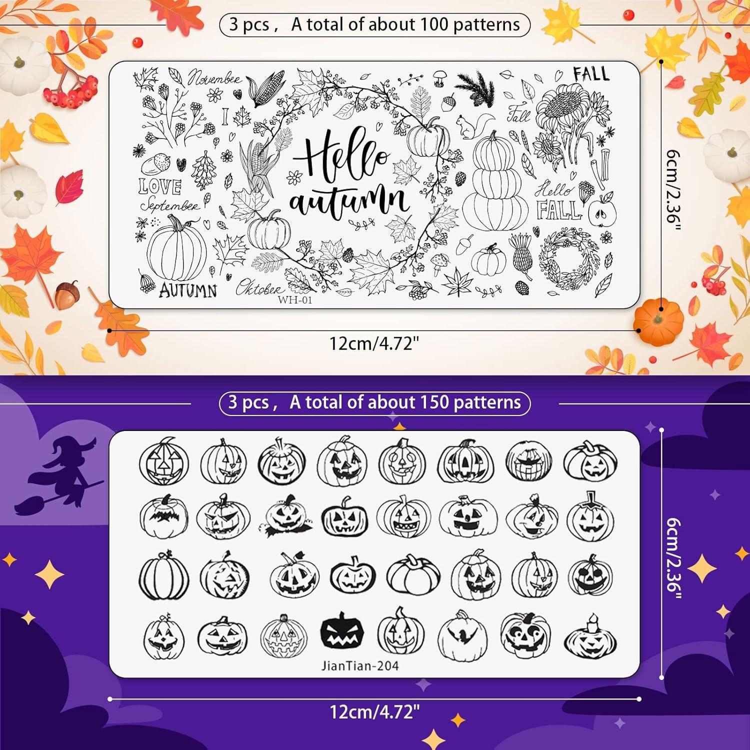 Kit de Placas de Estampado de Uñas Whaline 6 Piezas Otoño Halloween
