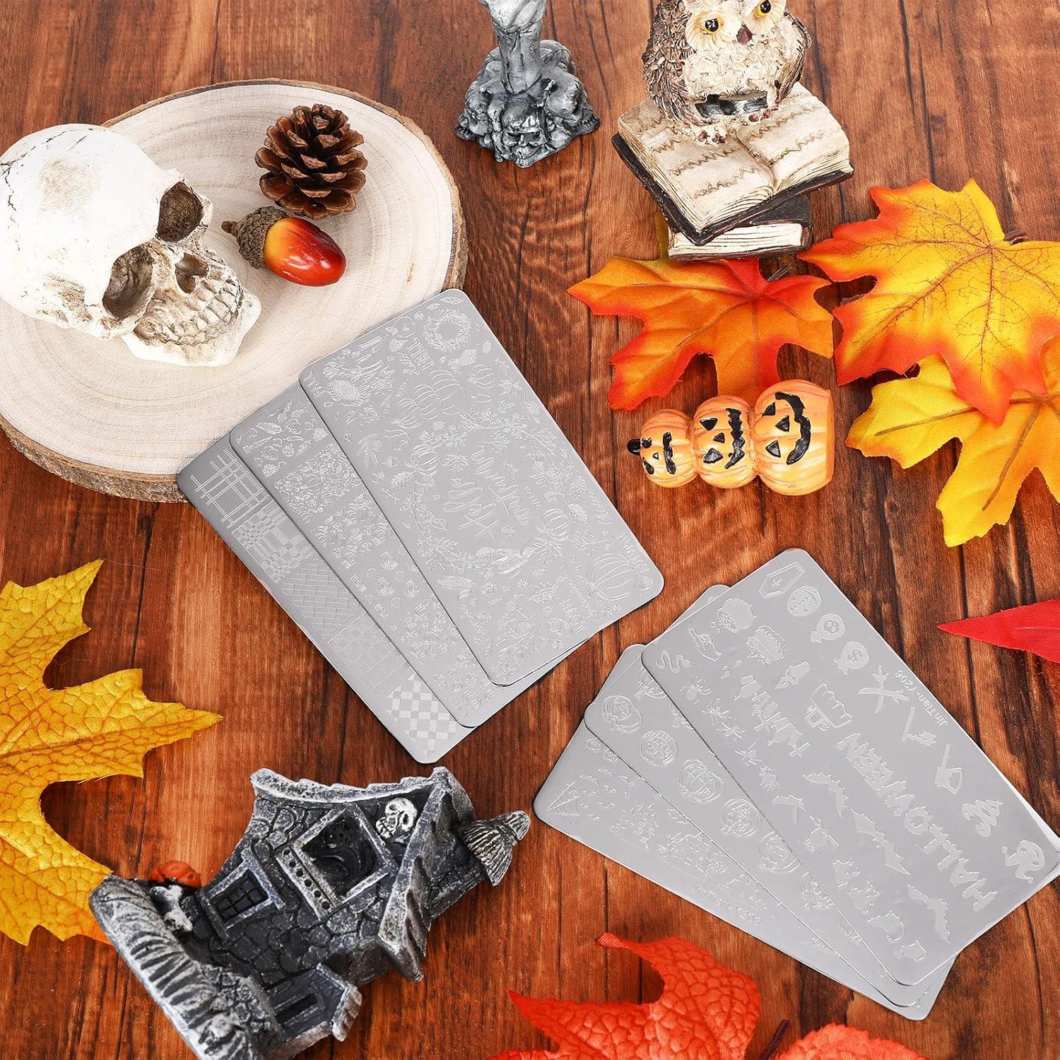 Kit de Placas de Estampado de Uñas Whaline 6 Piezas Otoño Halloween