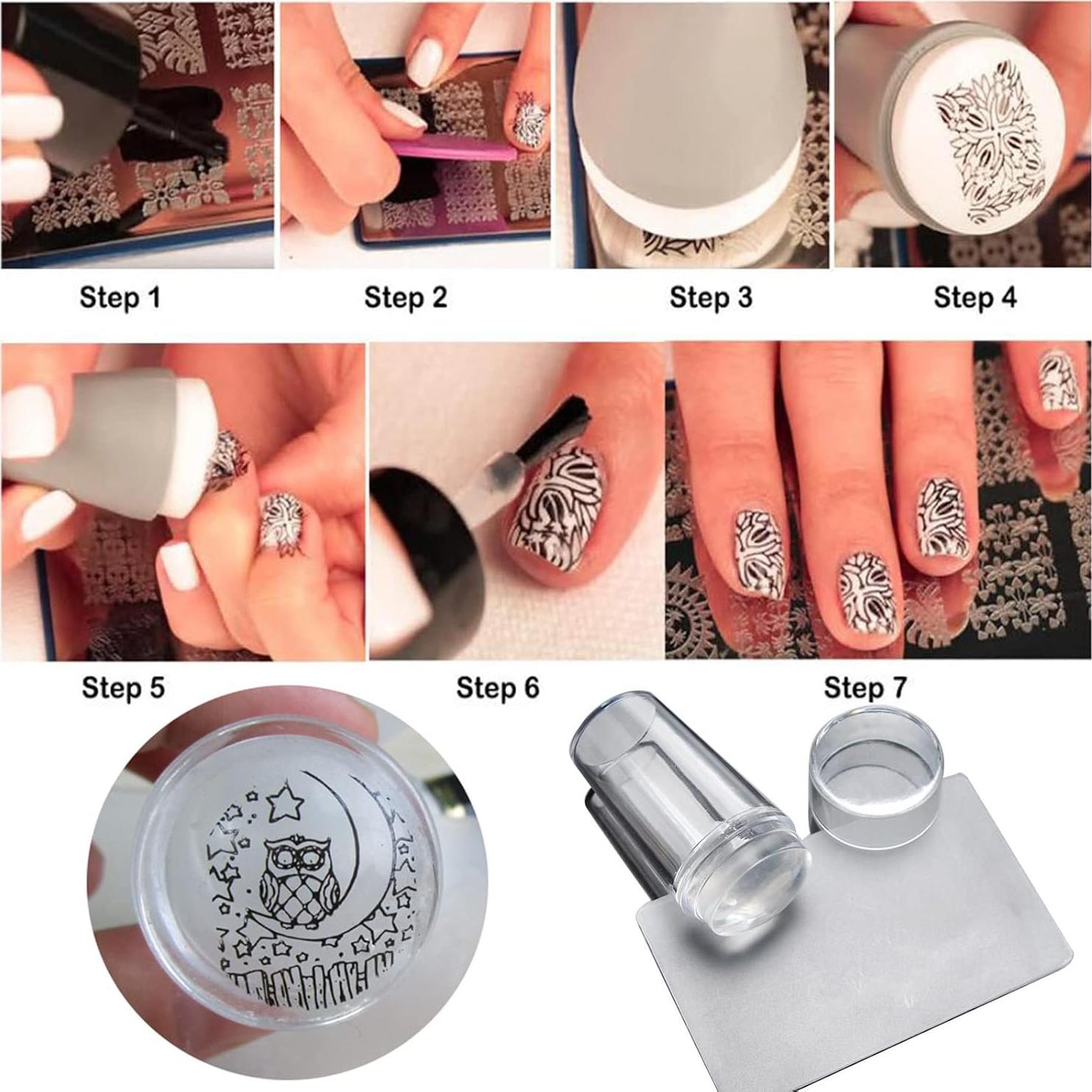 Kit de Estampado de Uñas LoveOurHome 7 Piezas Flores Mariposas