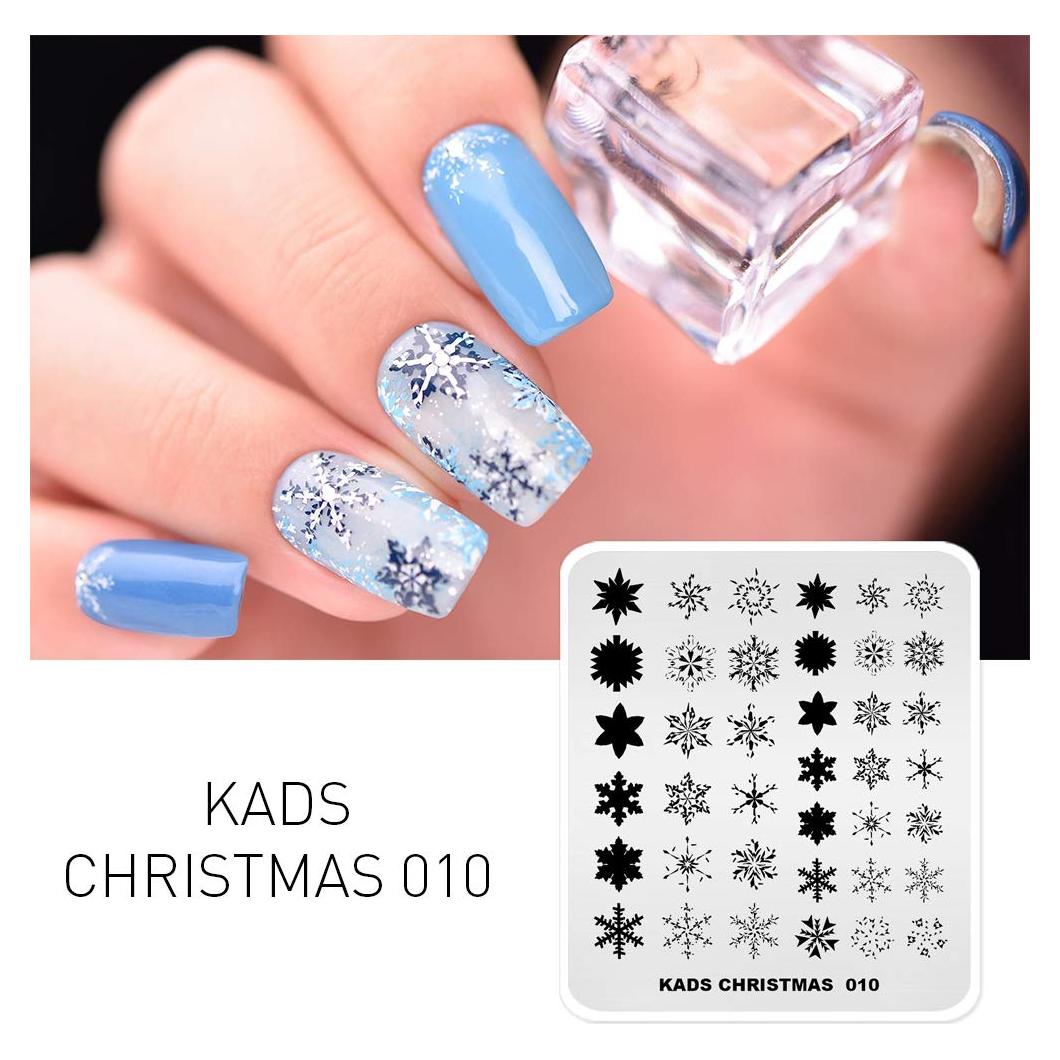 Plantilla de Estampado de Uñas KADS CH010 Alce Campana Copos