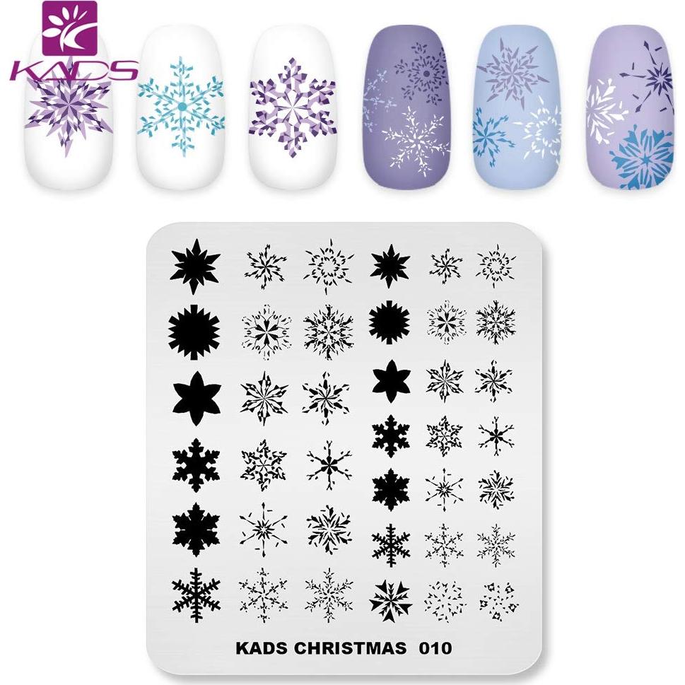 Plantilla de Estampado de Uñas KADS CH010 Alce Campana Copos