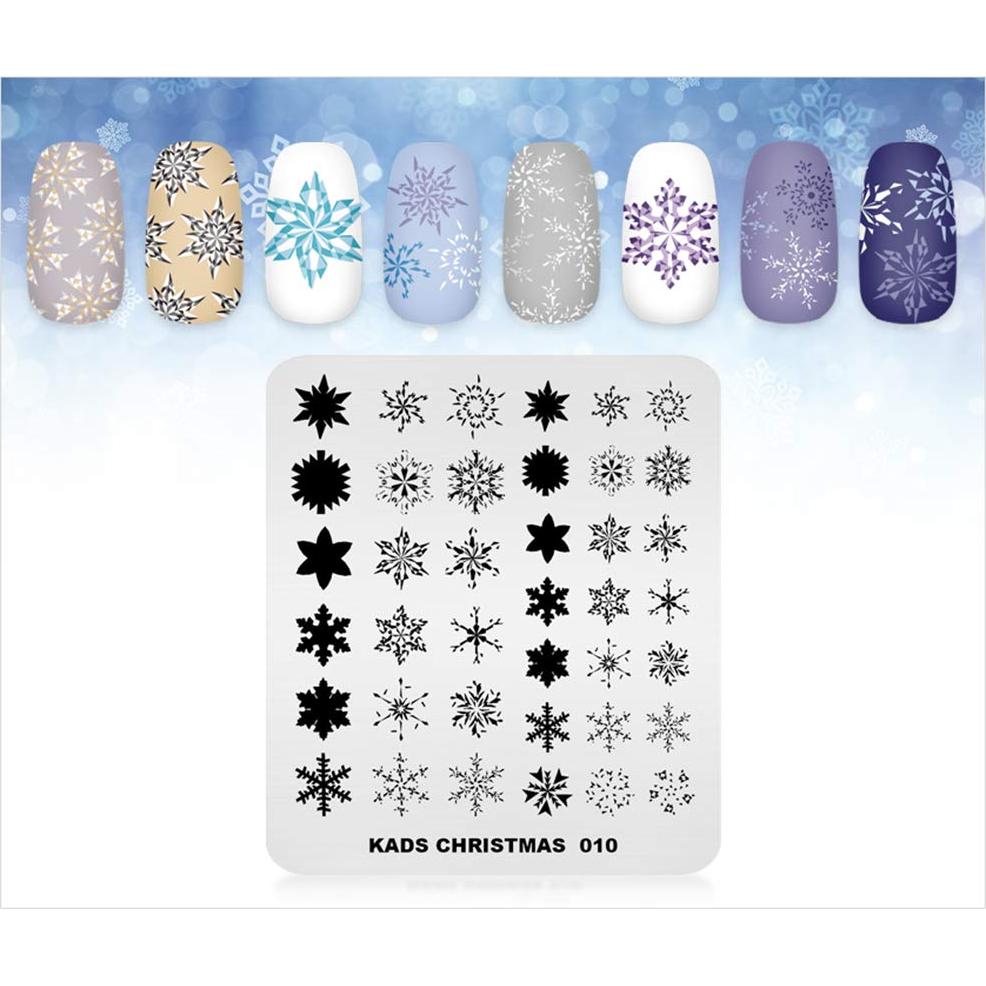 Plantilla de Estampado de Uñas KADS CH010 Alce Campana Copos