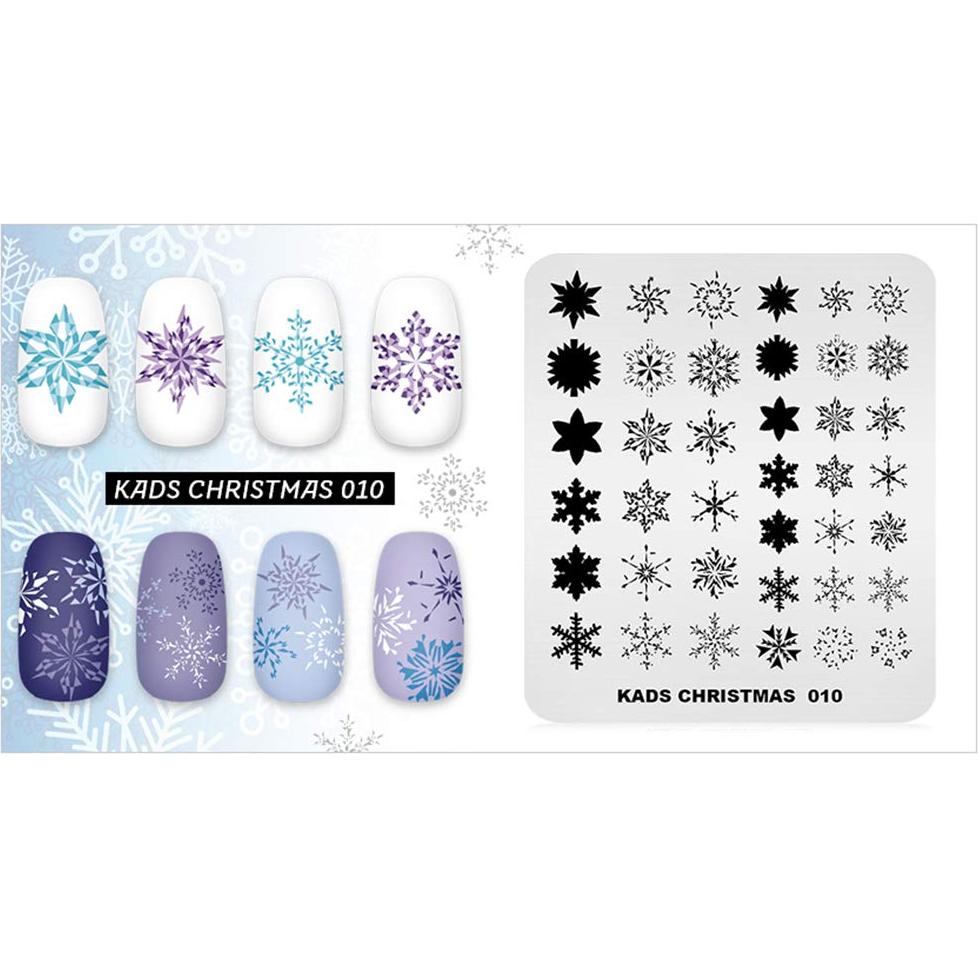 Plantilla de Estampado de Uñas KADS CH010 Alce Campana Copos