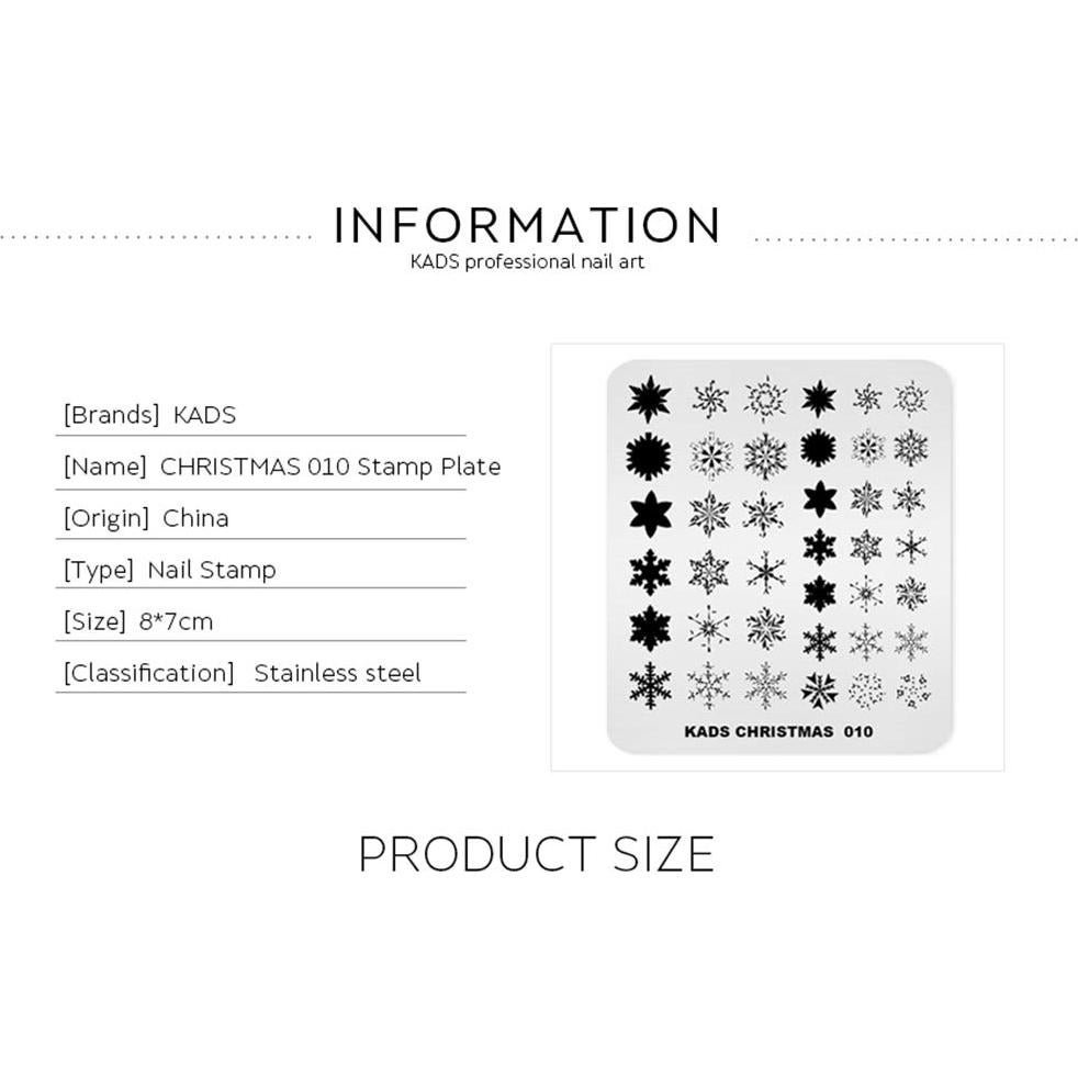 Plantilla de Estampado de Uñas KADS CH010 Alce Campana Copos