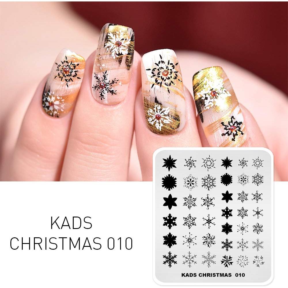 Plantilla de Estampado de Uñas KADS CH010 Alce Campana Copos