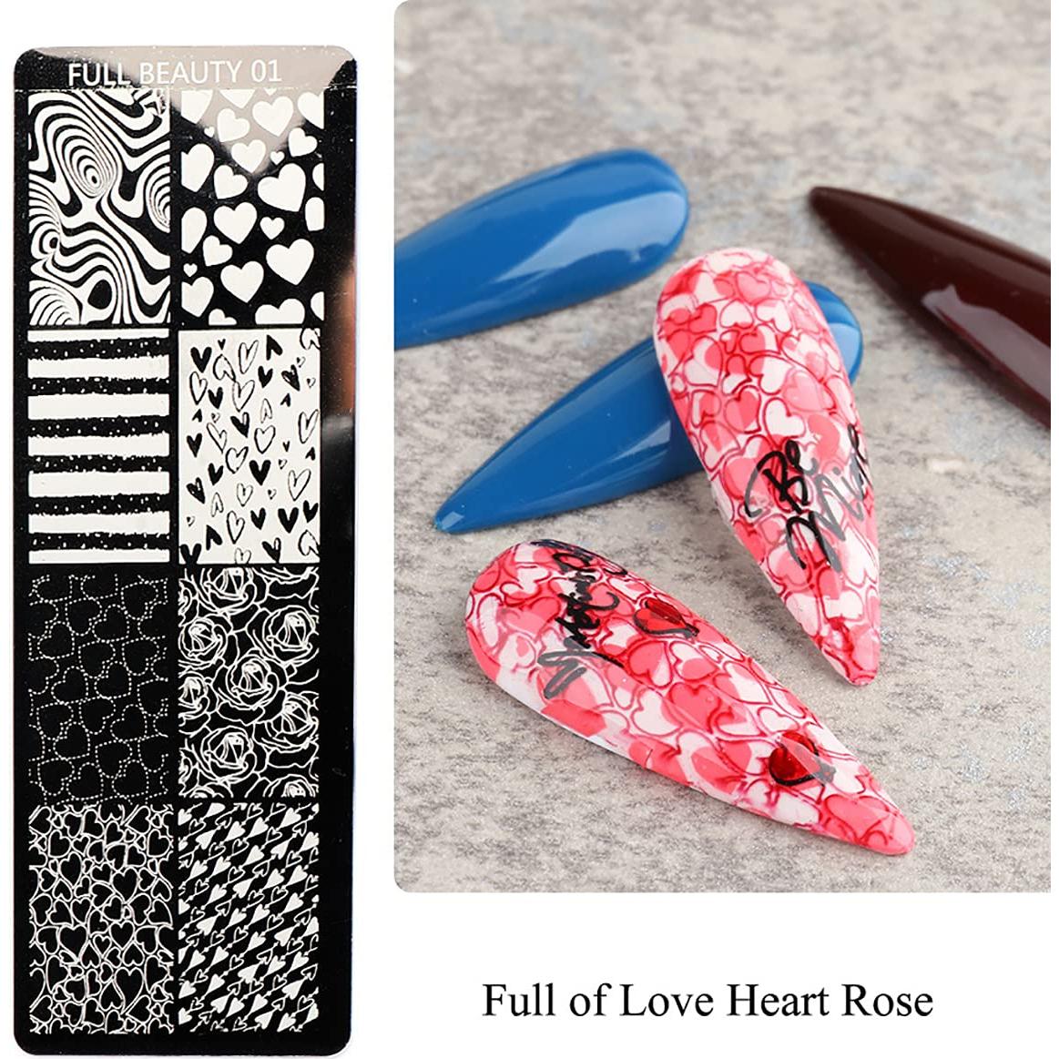 Plantillas de Estampado de Uñas FaCai 6 Piezas Acero Inoxidable