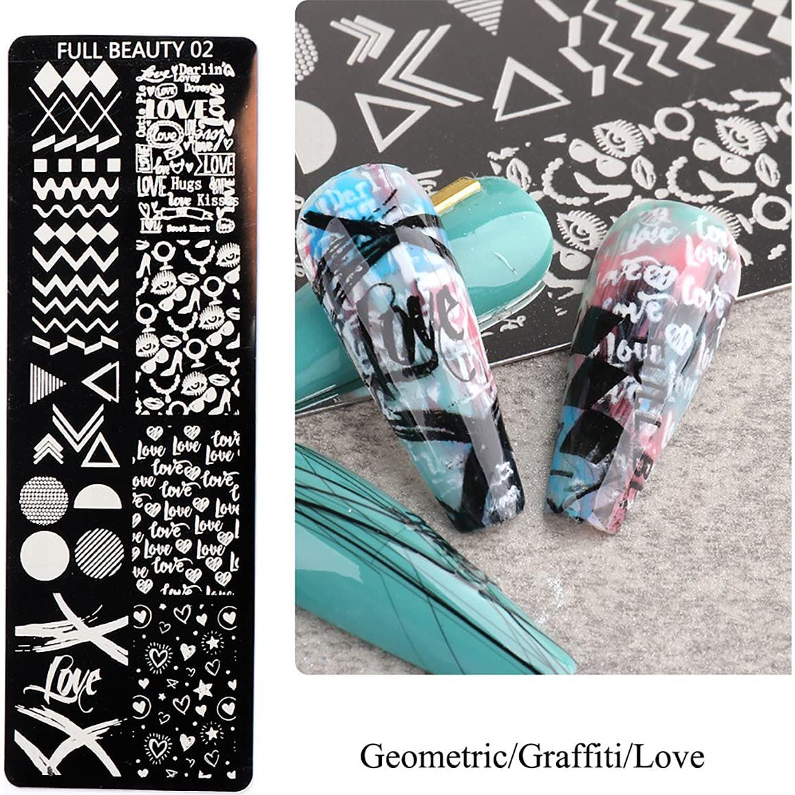 Plantillas de Estampado de Uñas FaCai 6 Piezas Acero Inoxidable