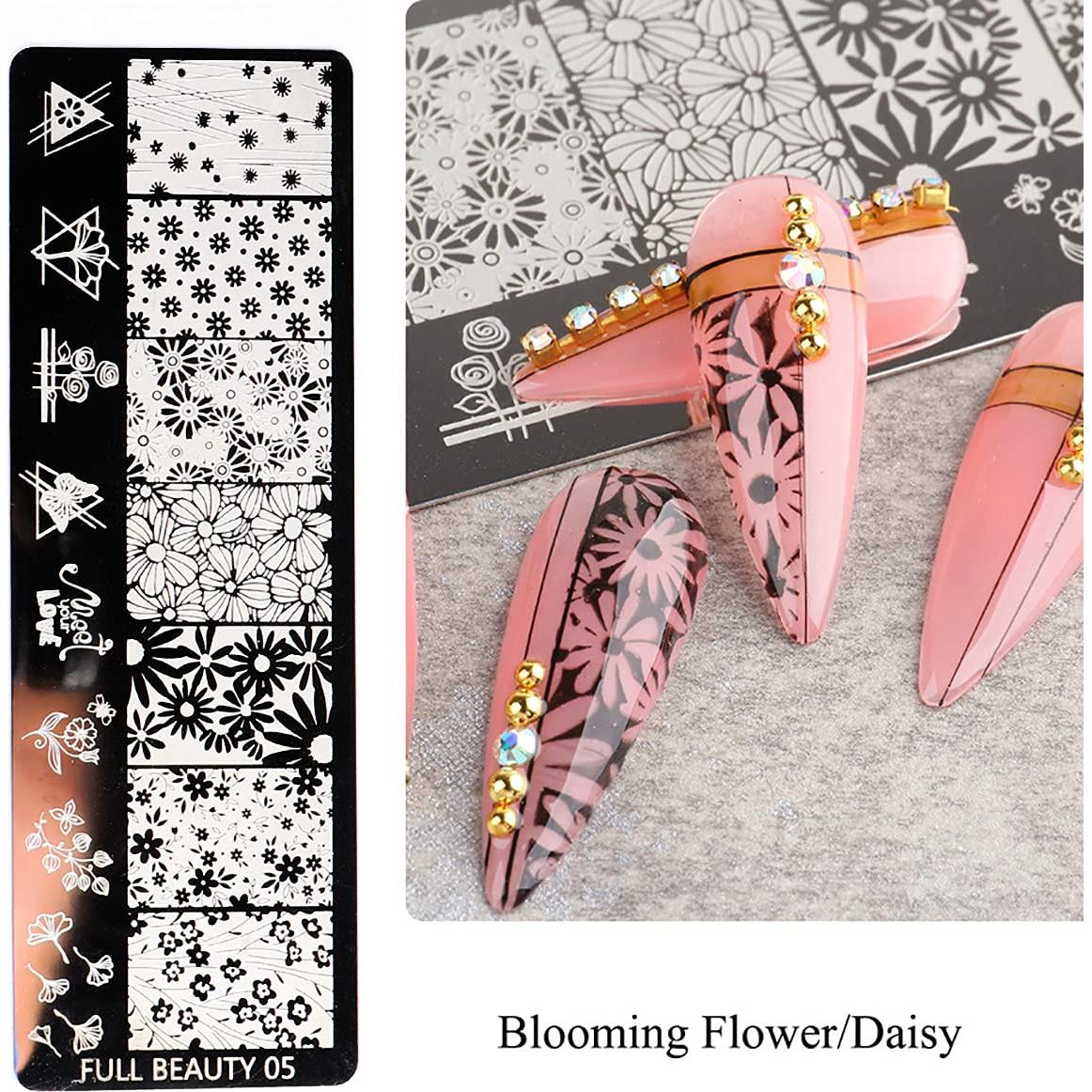 Plantillas de Estampado de Uñas FaCai 6 Piezas Acero Inoxidable