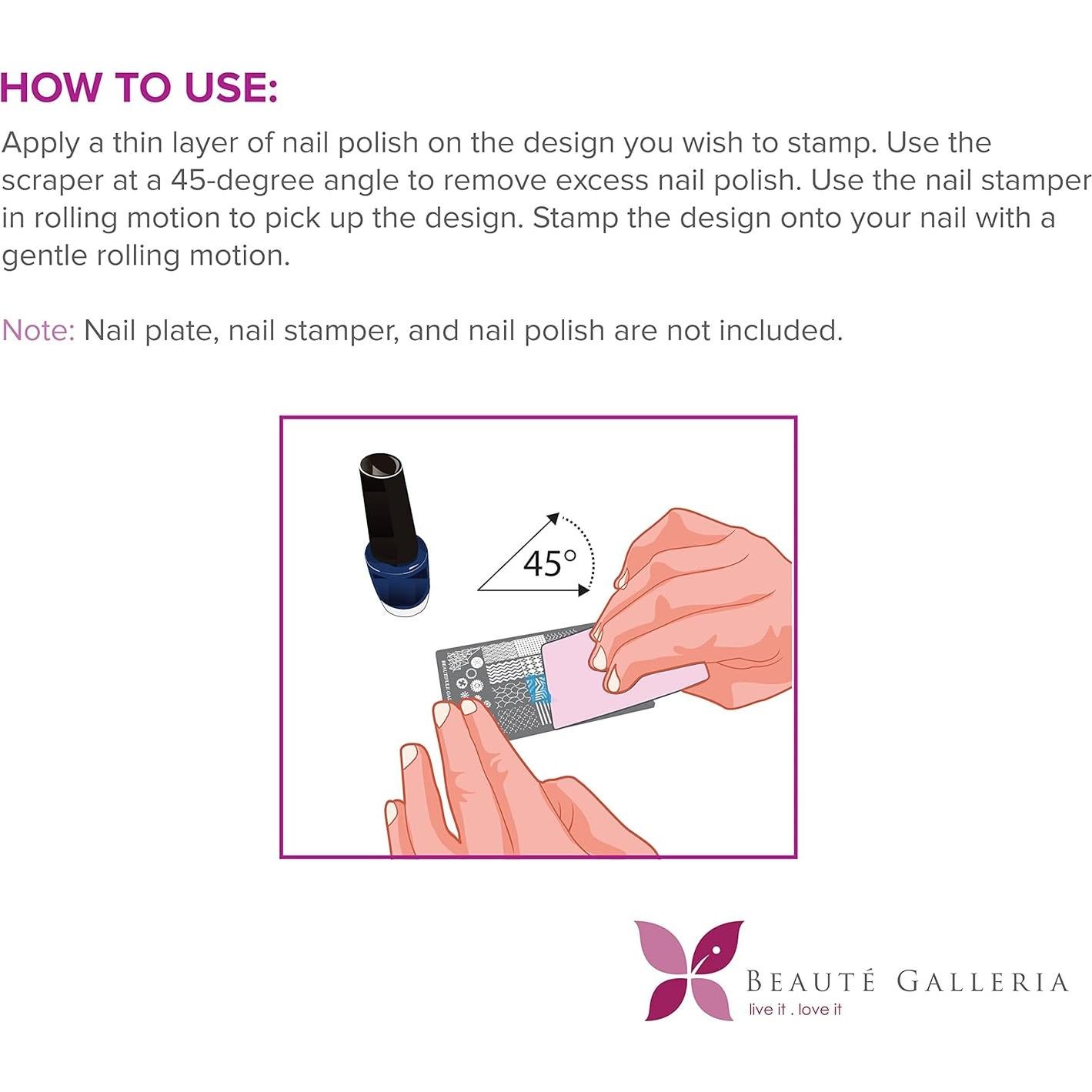 Set de Tarjetas Raspadoras para Estampado de Uñas Beaute Galleria - 5 Paquetes