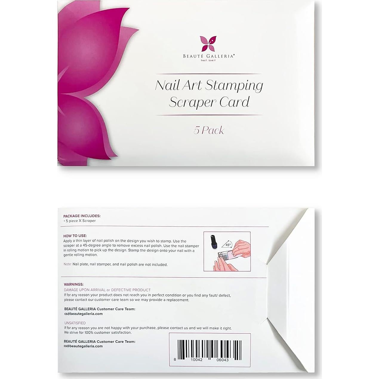 Set de Tarjetas Raspadoras para Estampado de Uñas Beaute Galleria - 5 Paquetes