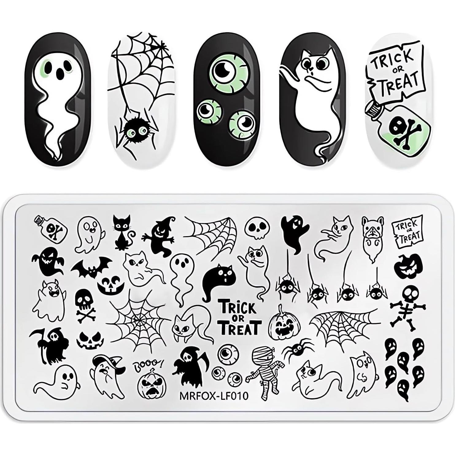 Placa de Estampado de Uñas Halloween MABKJLF 12x6 cm