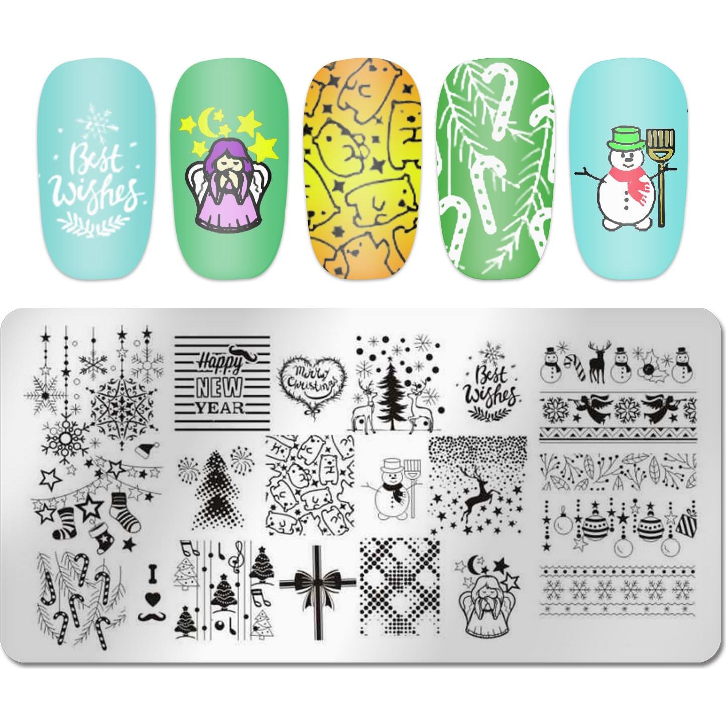 DANNEASY Kit de Estampado de Uñas Navidad 6 Piezas 12x6cm